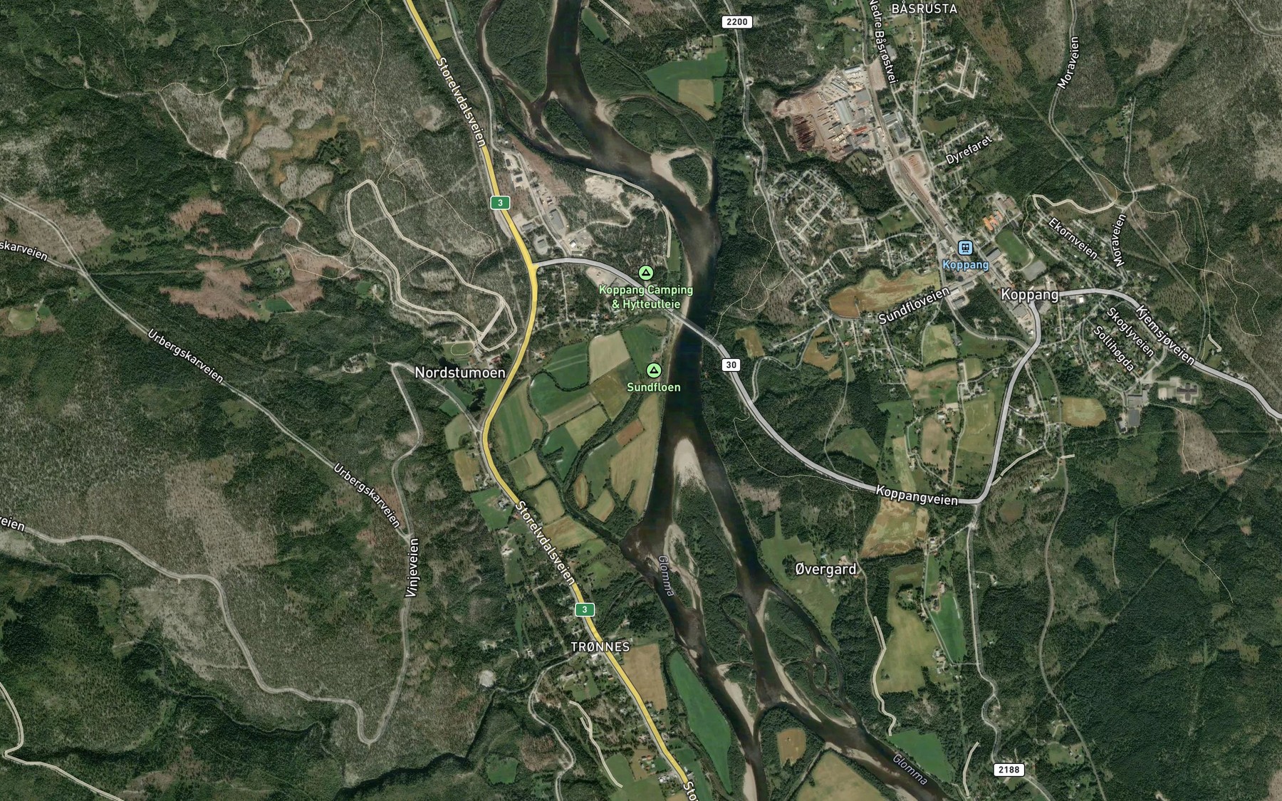 Satellite map of the Trya