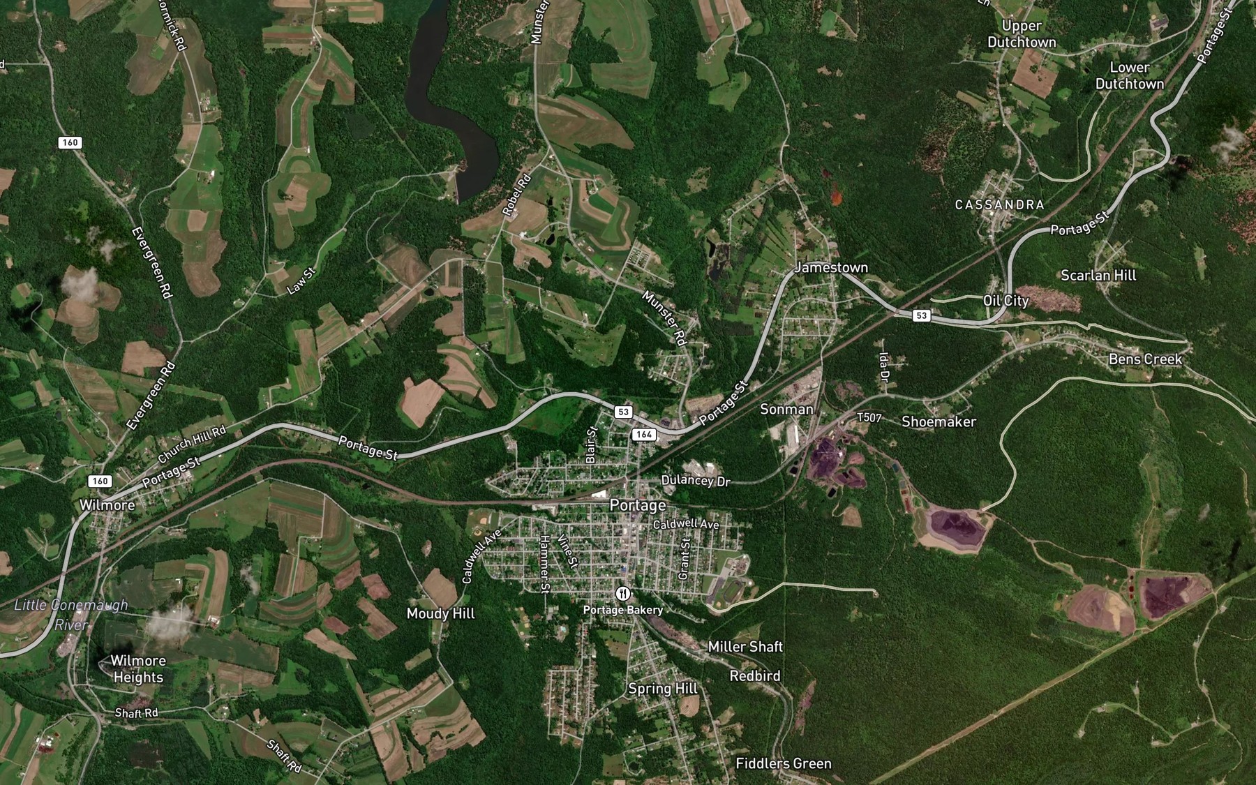 Satellite map of the Spring Run