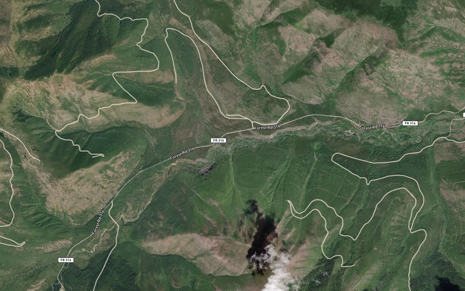 Satellite map of the Elelehum Creek