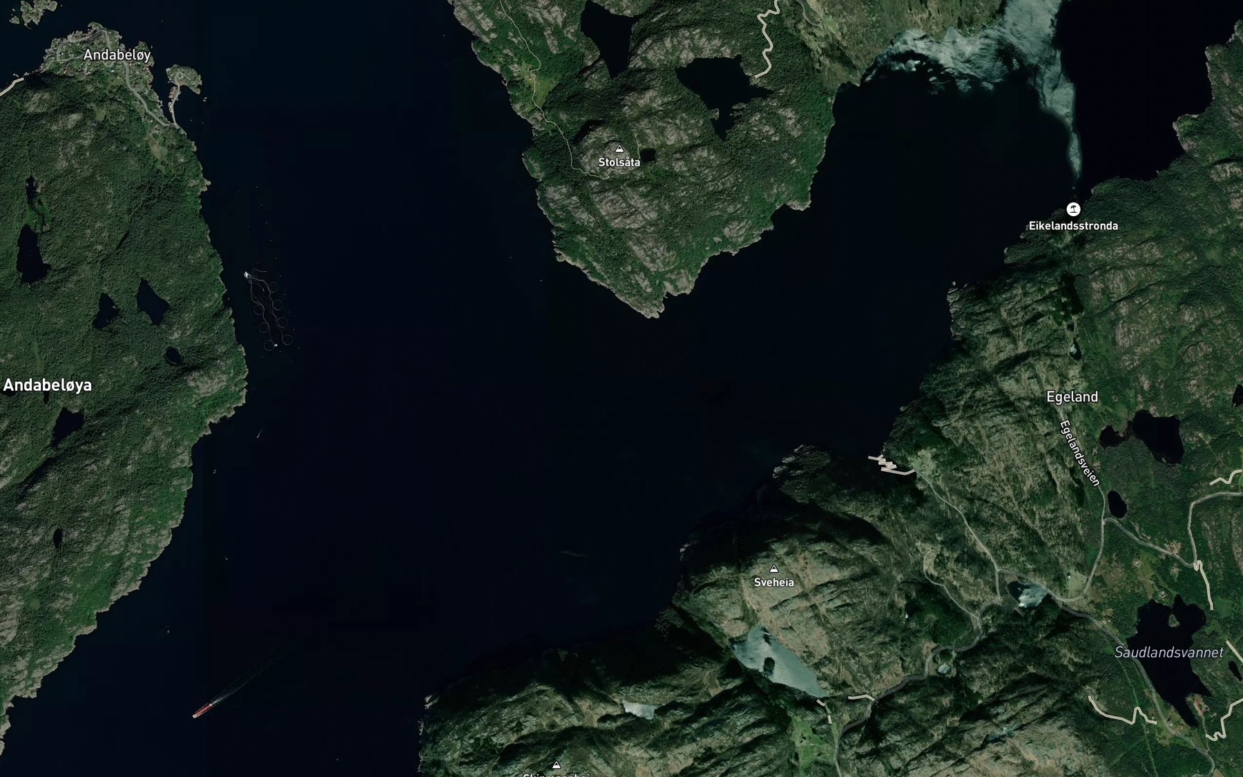 Satellite map of the Fedafjorden