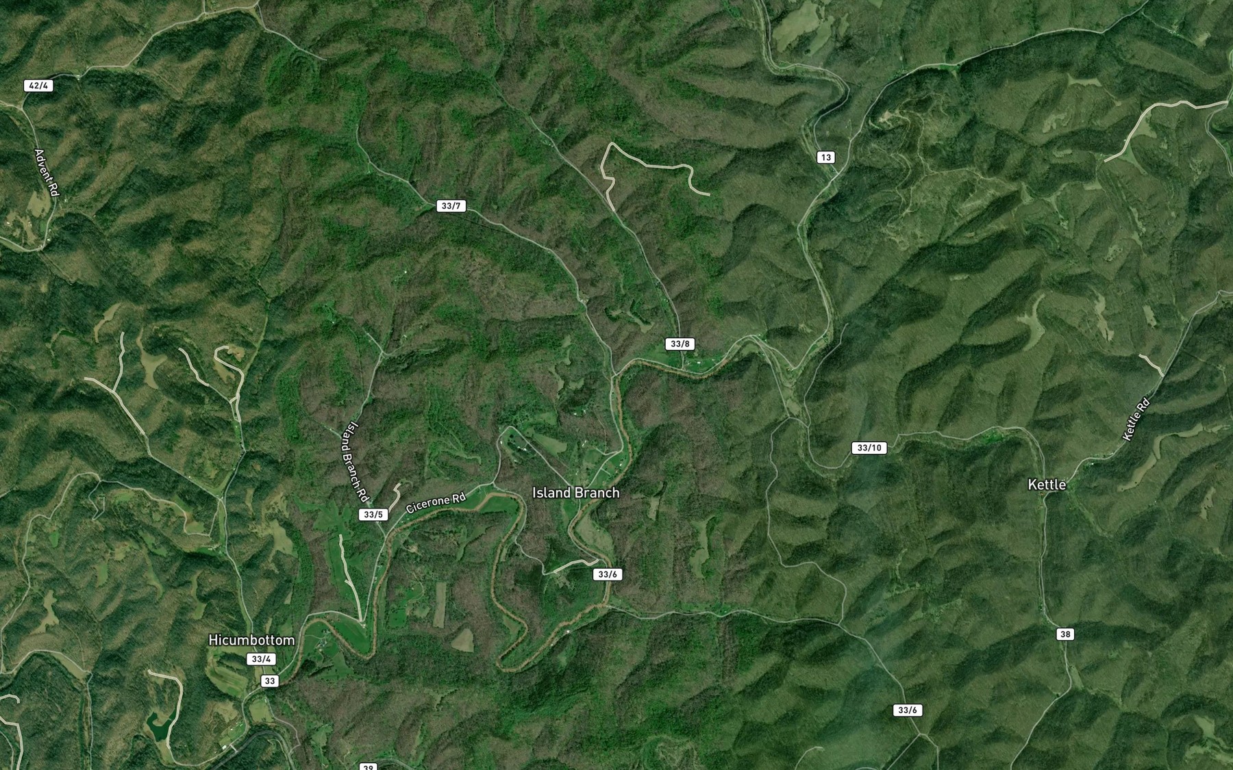 Satellite map of the Camp Creek