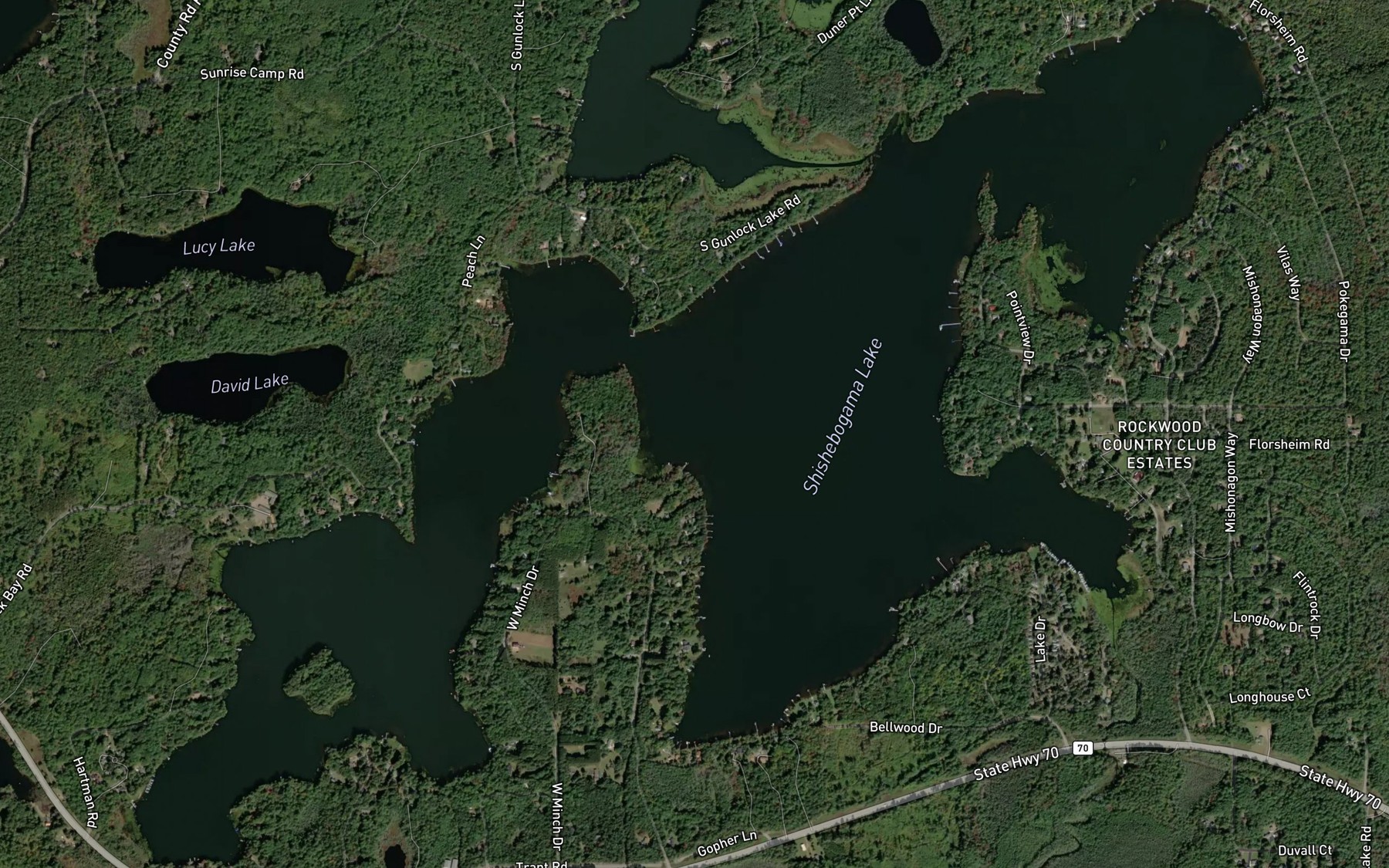 Satellite map of the Shishebogama Lake