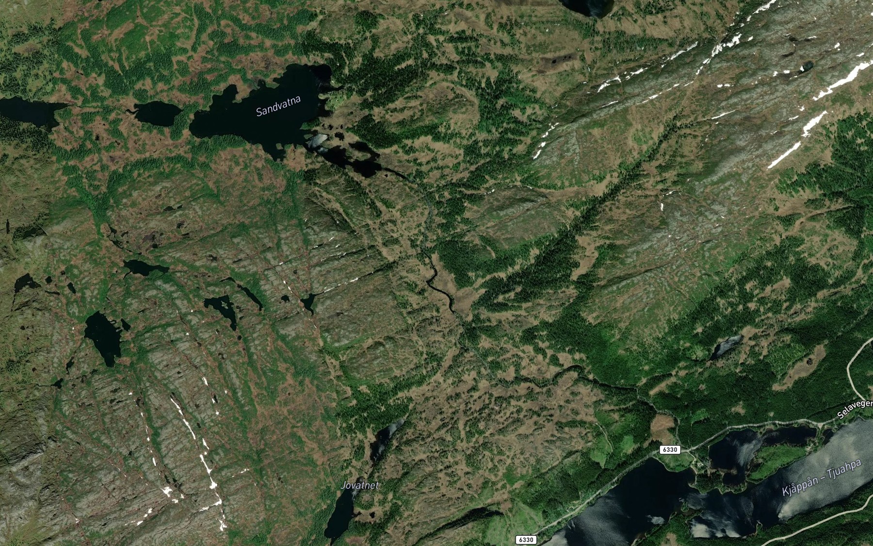 Satellite map of the Sandvasselva