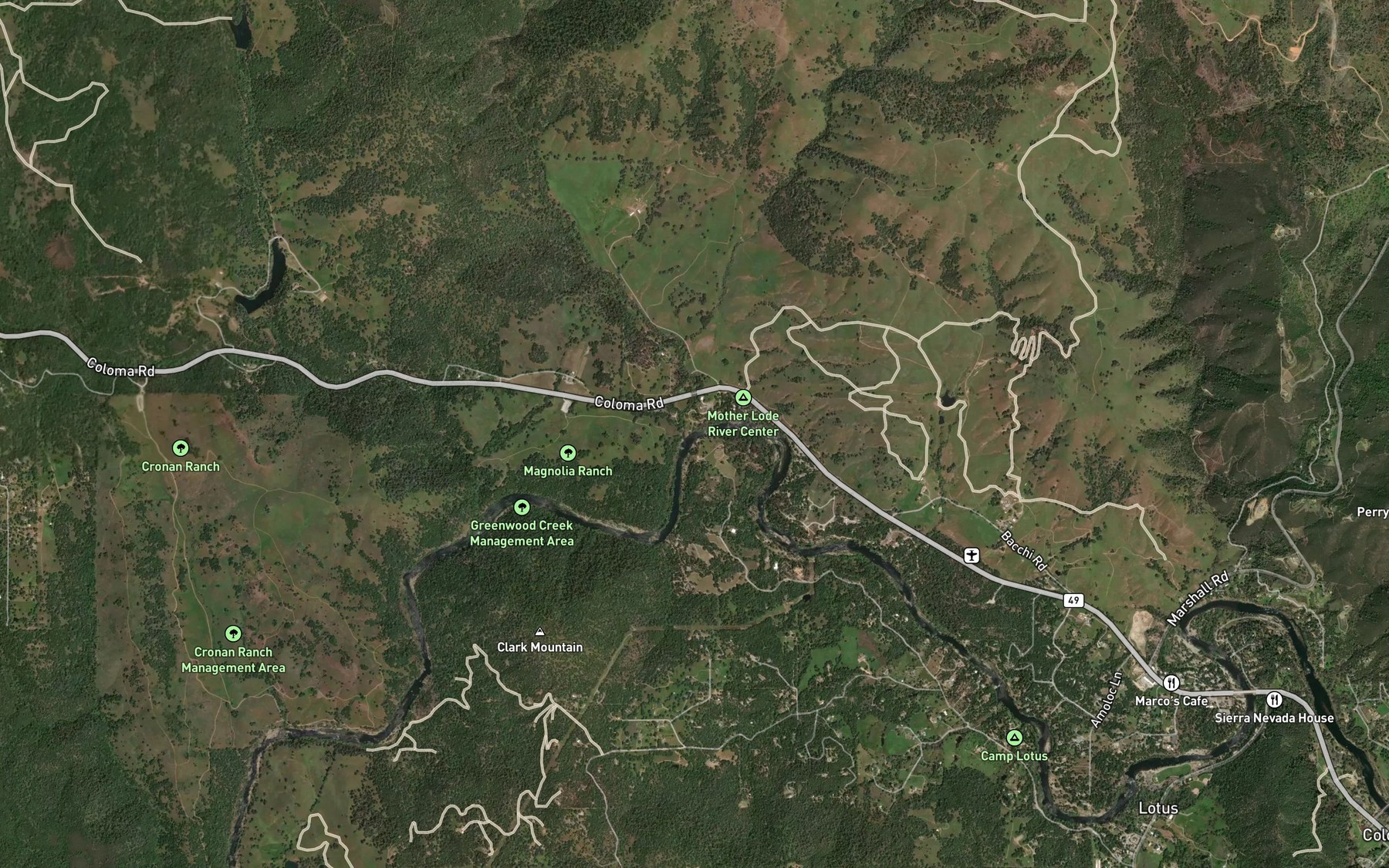 Satellite map of the Greenwood Creek