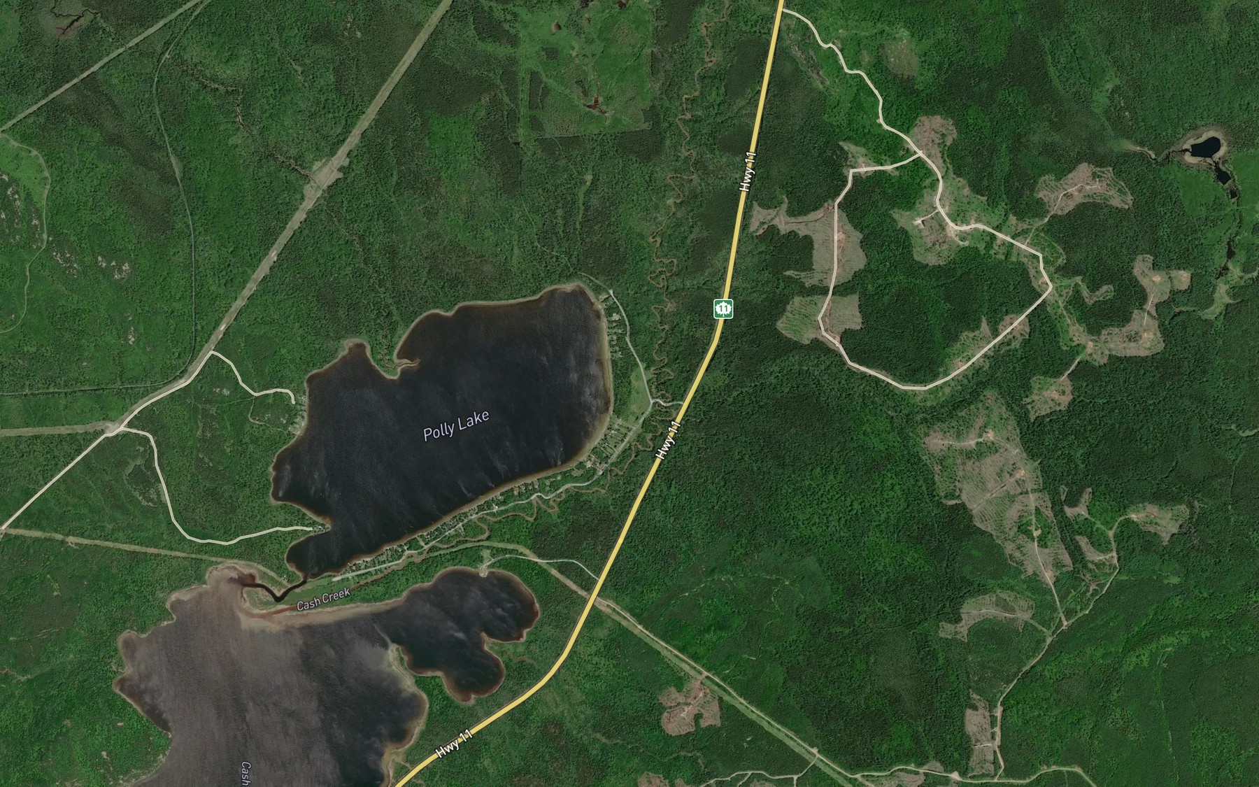 Satellite map of the Cash Creek