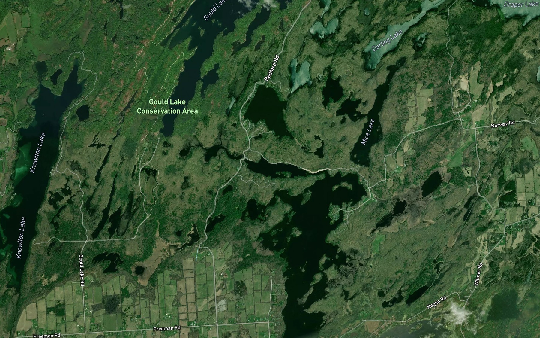 Satellite map of the Little Long Lake