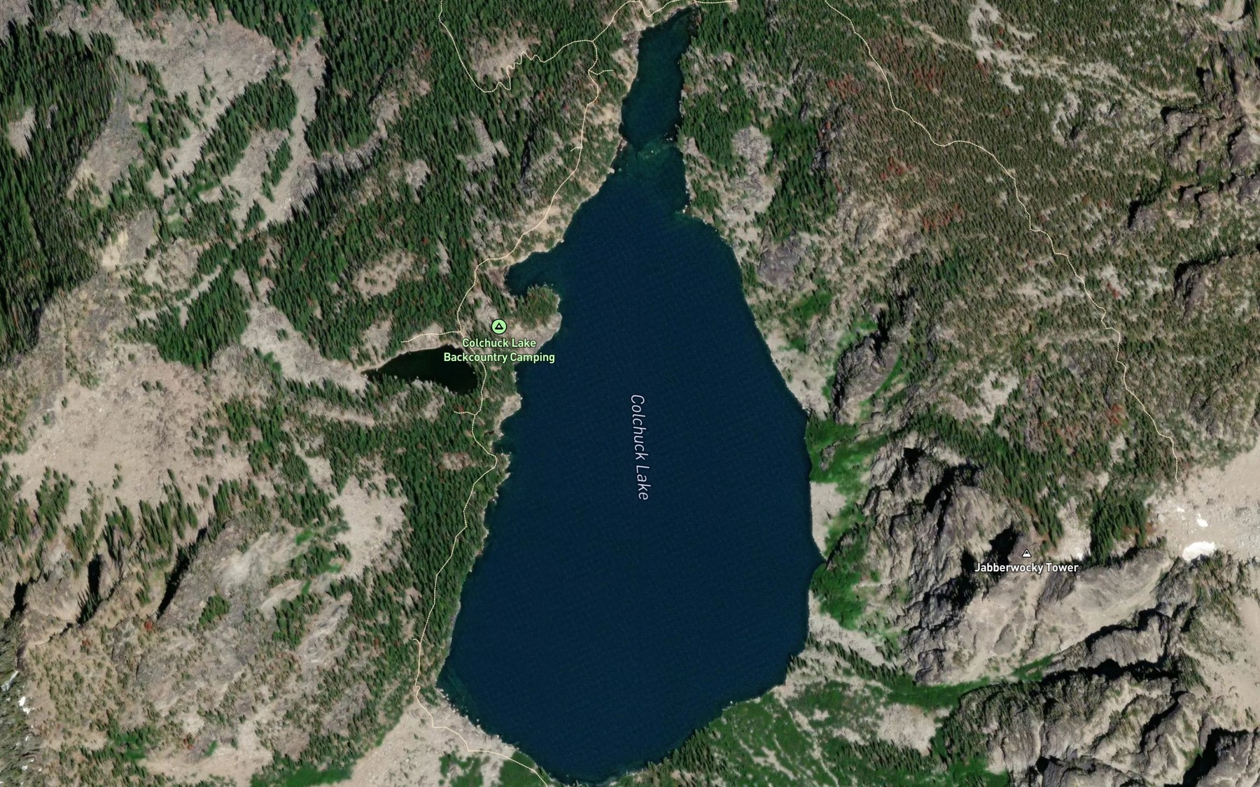 Satellite map of the Colchuck Lake