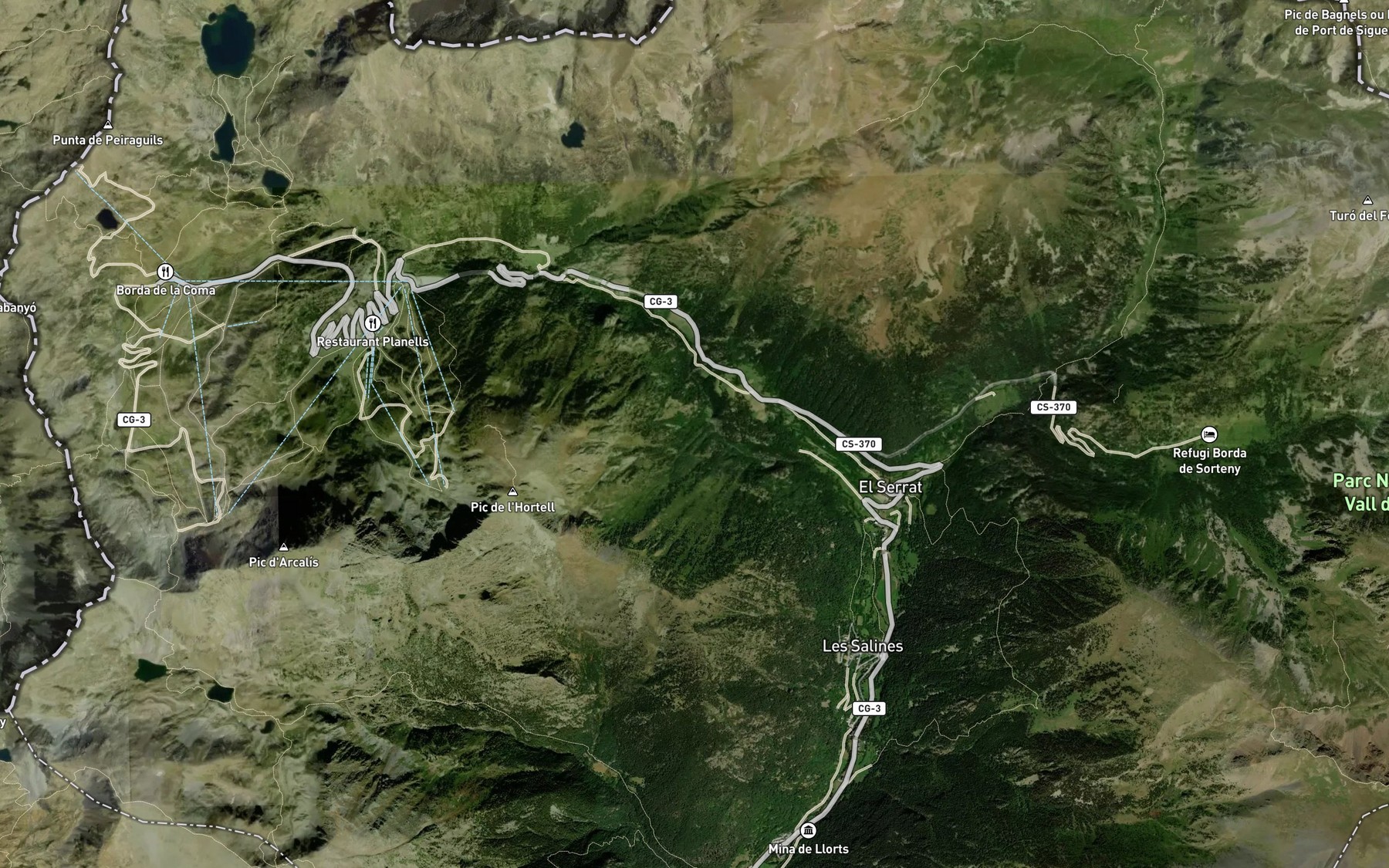 Satellite map of the Canal de les Fonts