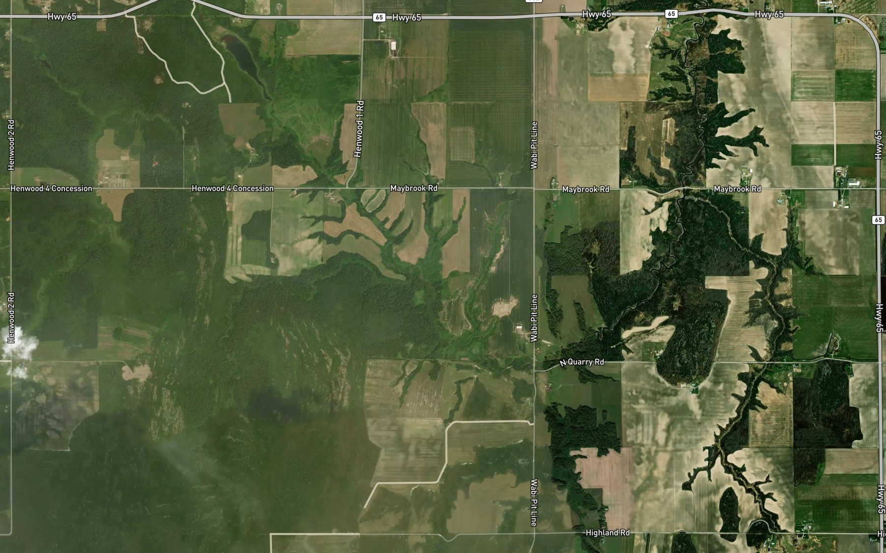 Satellite map of the Leacock Creek