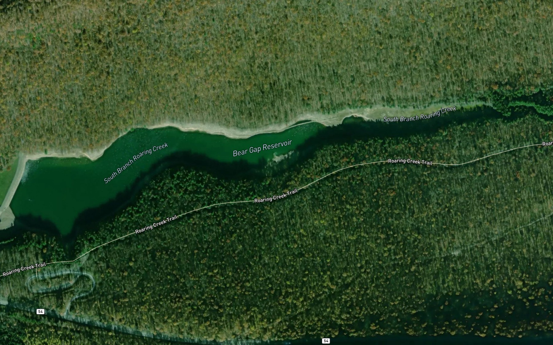 Satellite map of the Shamokin Reservoir