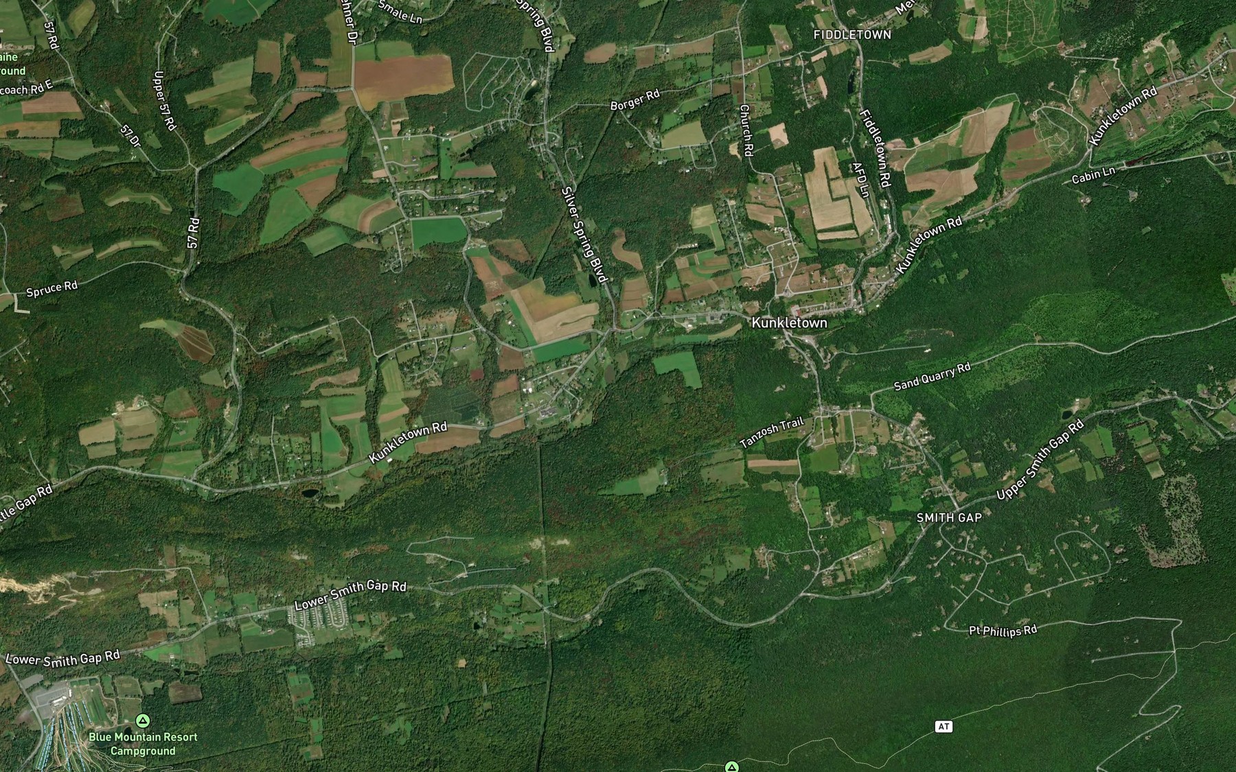Satellite map of the Chapple Creek