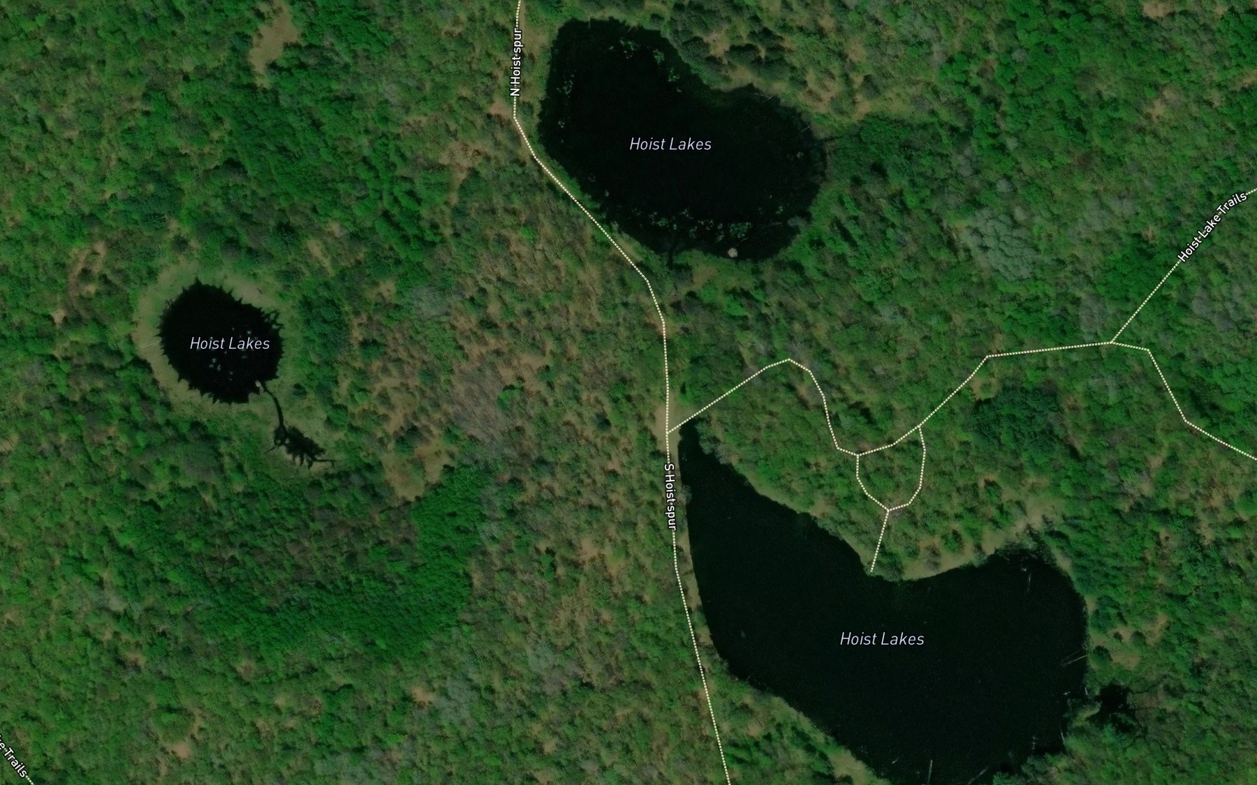 Satellite map of the Hoist Lakes