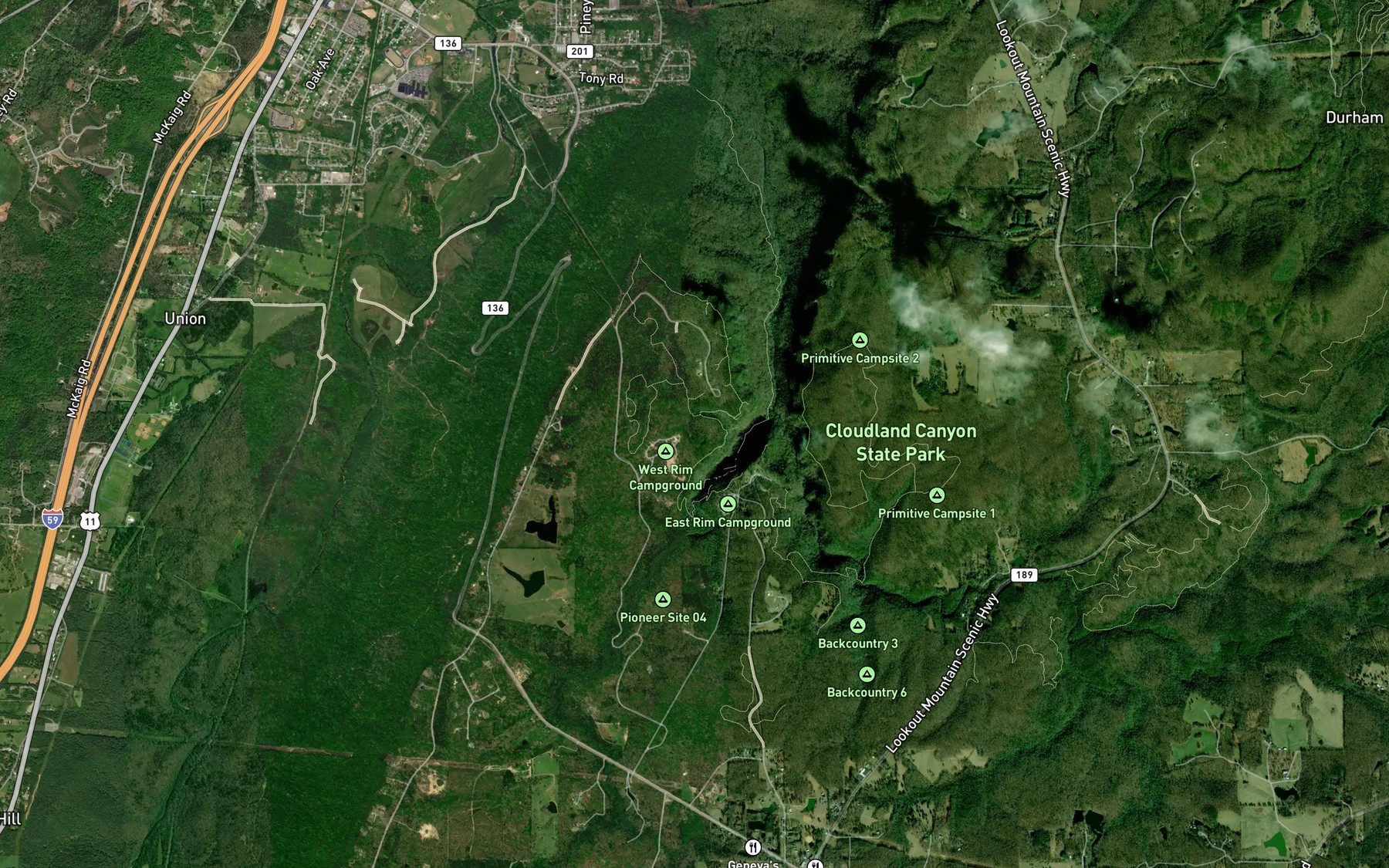 Satellite map of the Whiteoak Spring