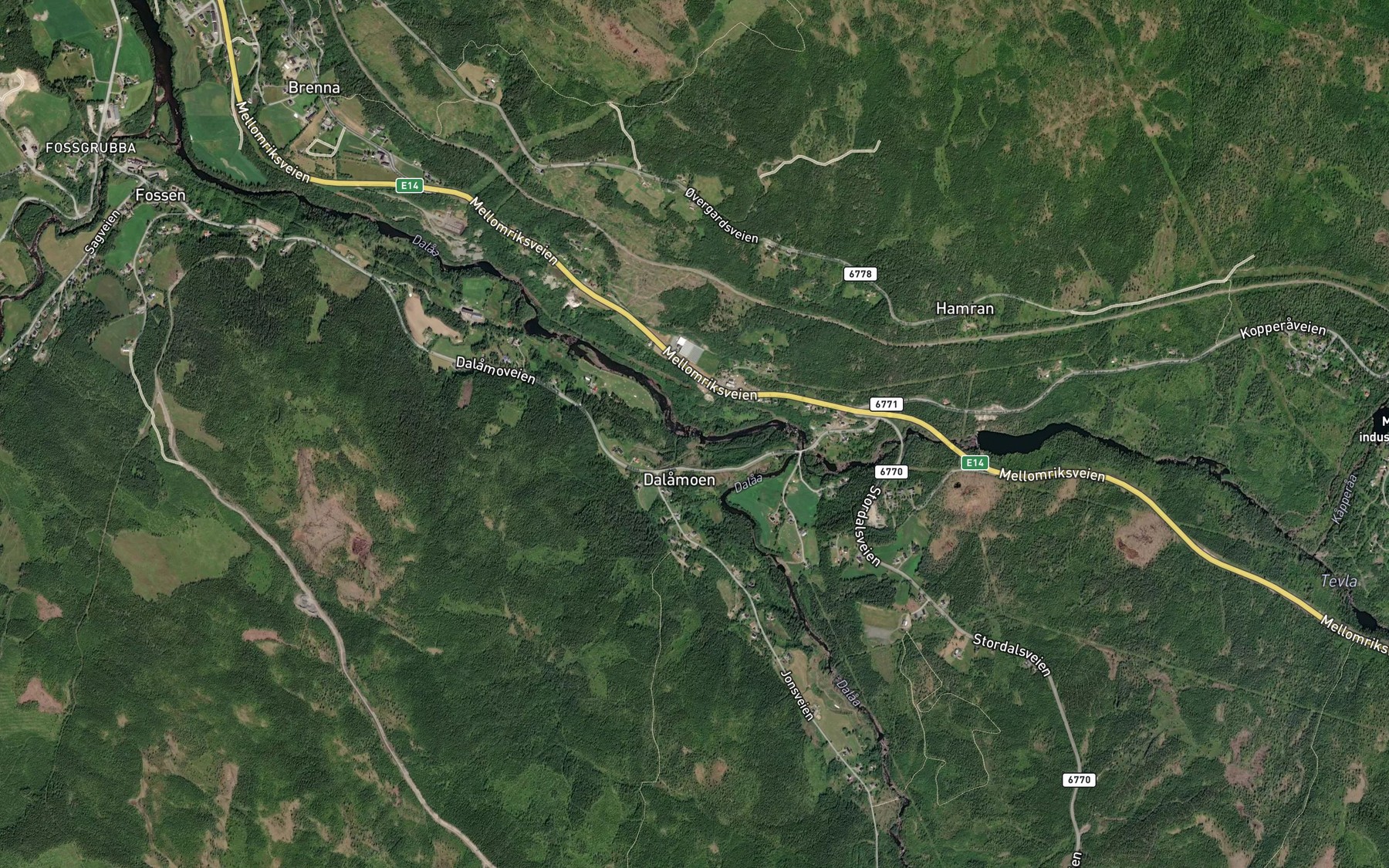 Satellite map of the Dalamofossen