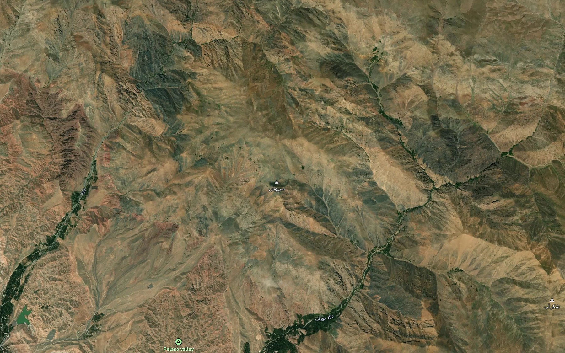 Satellite map of the Cheshmeh-ye Deraz Ab
