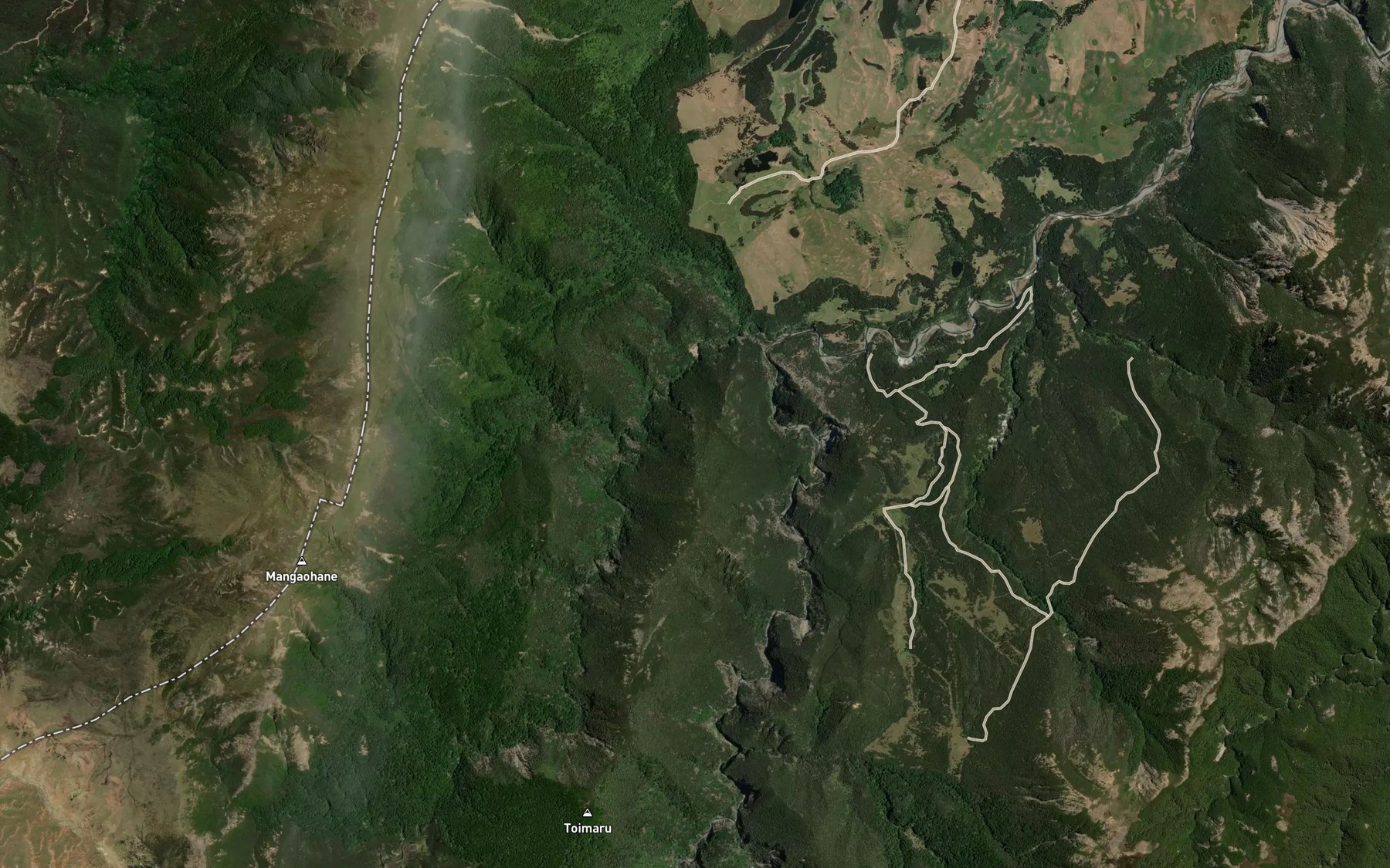 Satellite map of the Ikawetea Stream