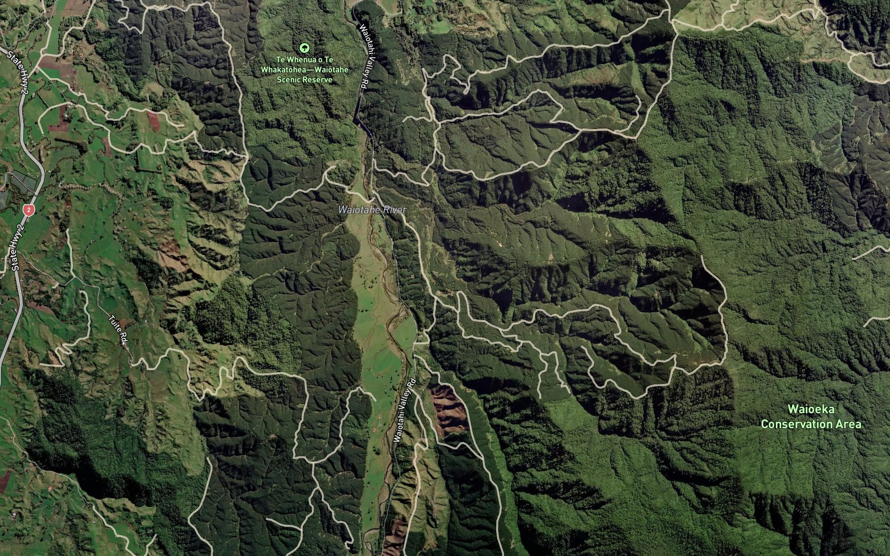 Satellite map of the Oruamanganui Stream