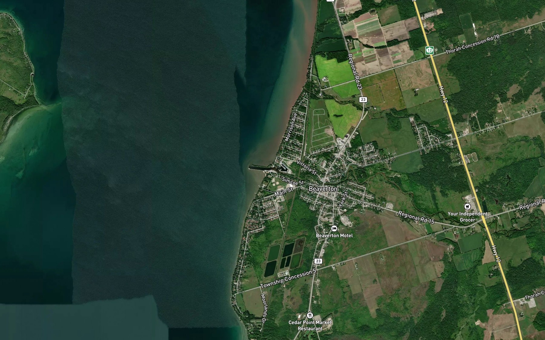 Satellite map of the Beaver River