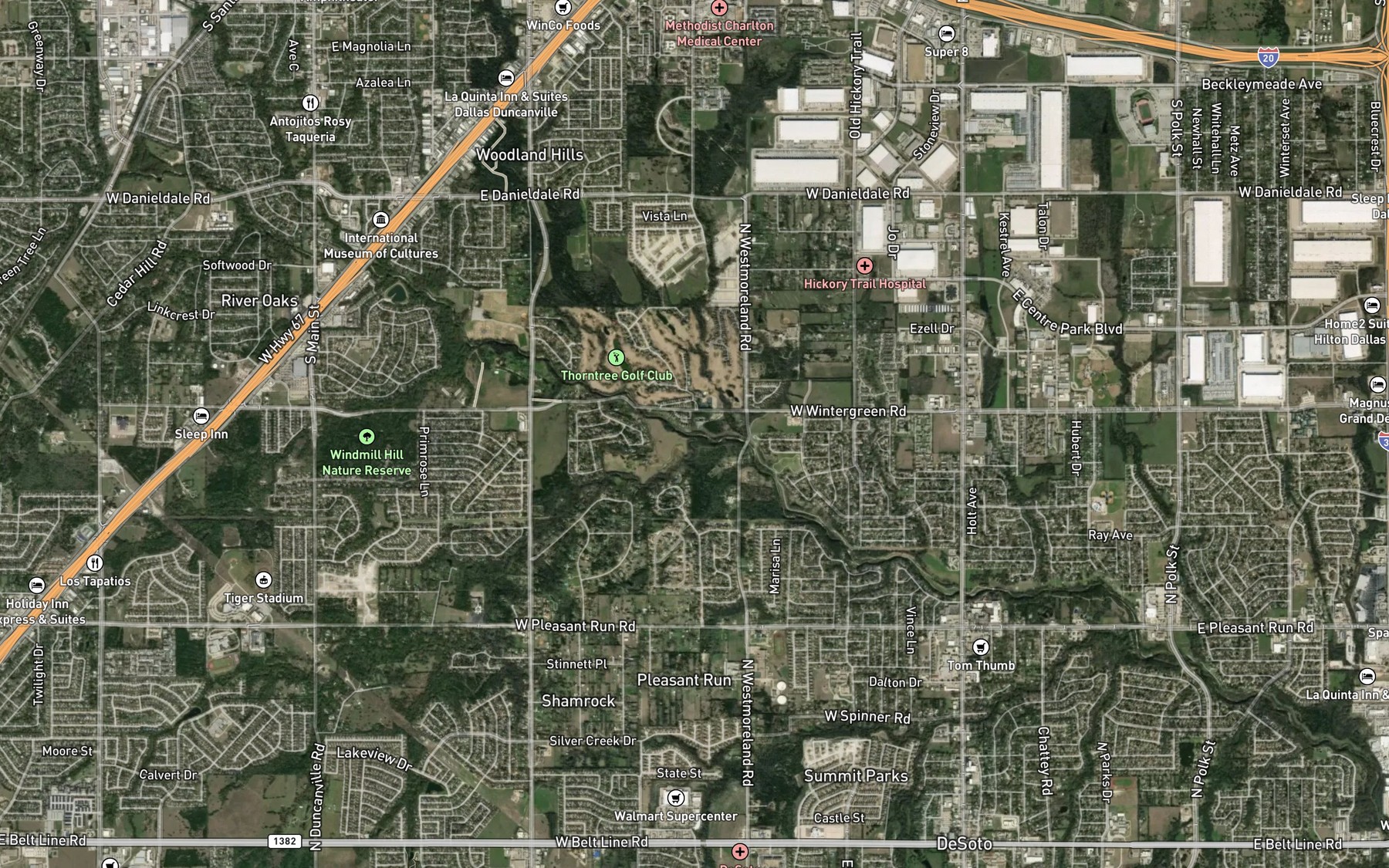 Satellite map of the Bee Branch