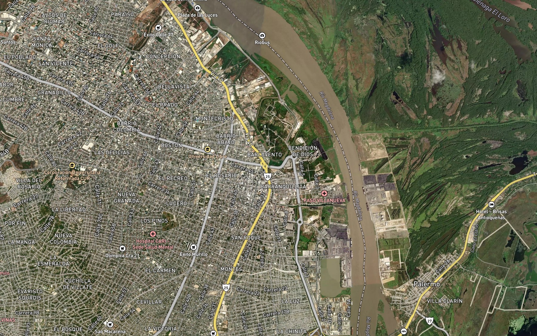Satellite map of the Cano La Ahuyama