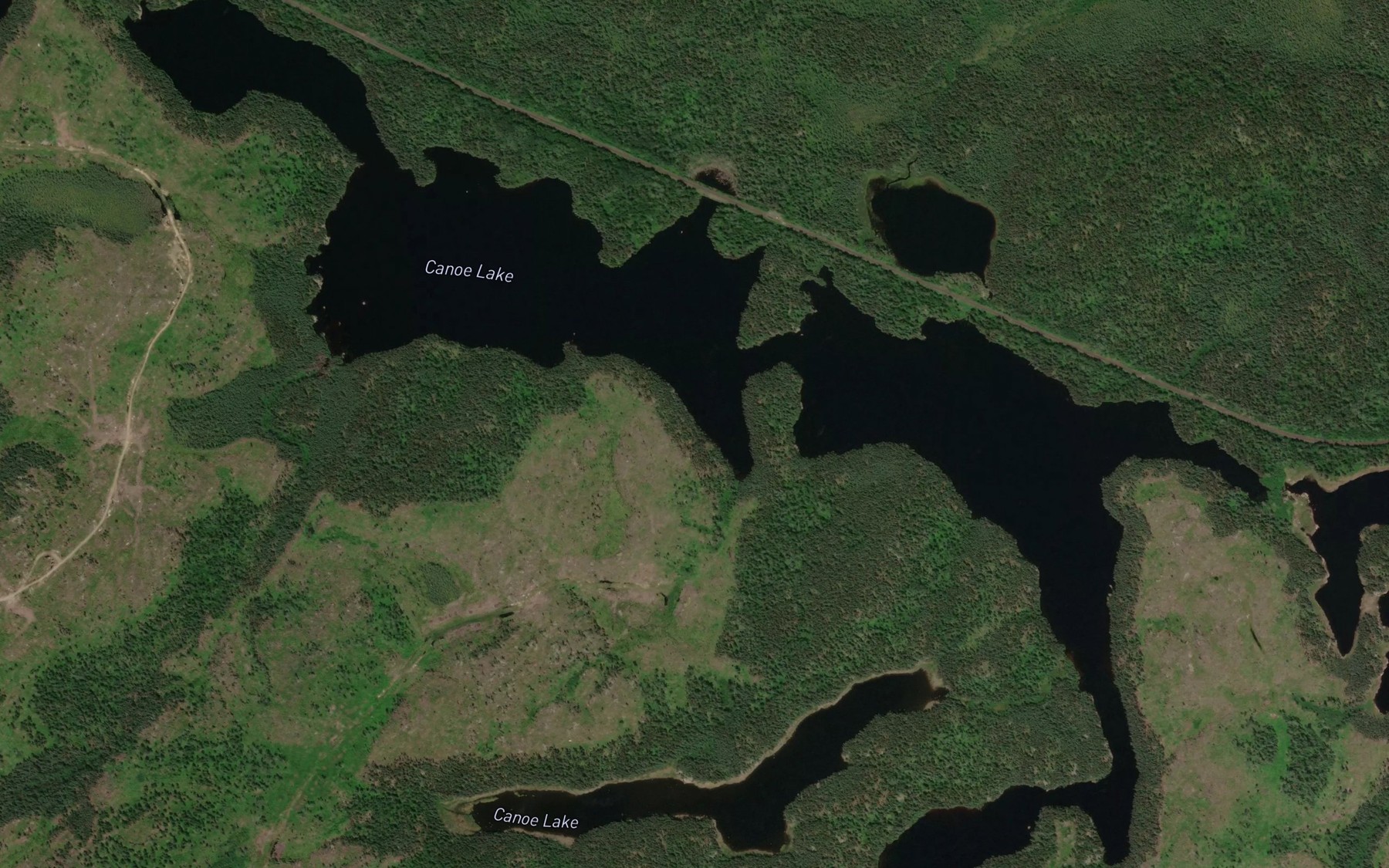 Satellite map of the Canoe Lake