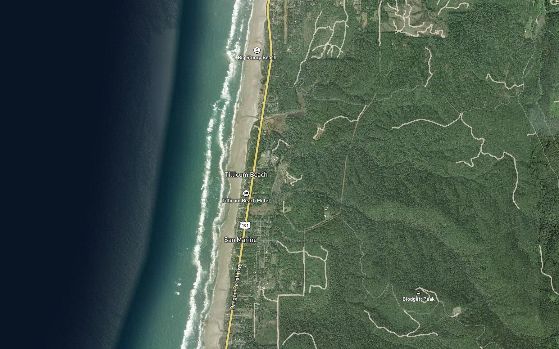 Satellite map of the Big Creek Log Pond