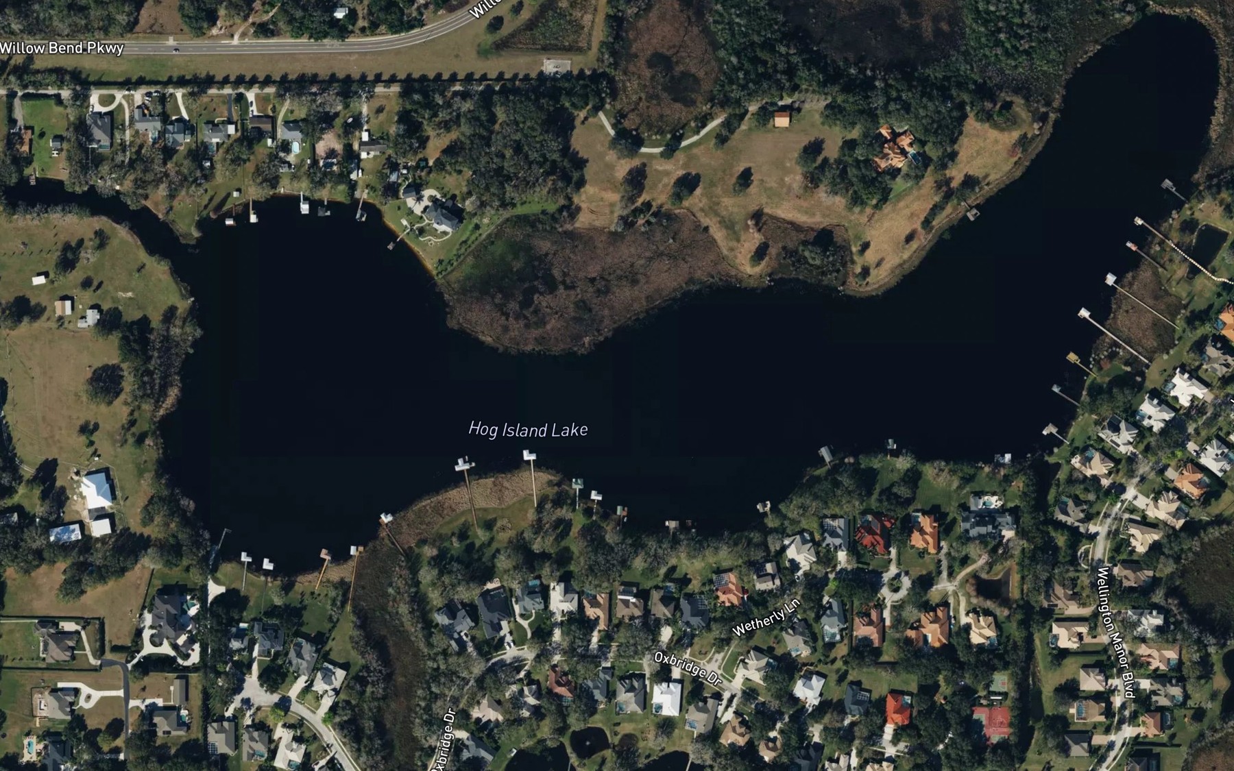Satellite map of the Hog Island Lake