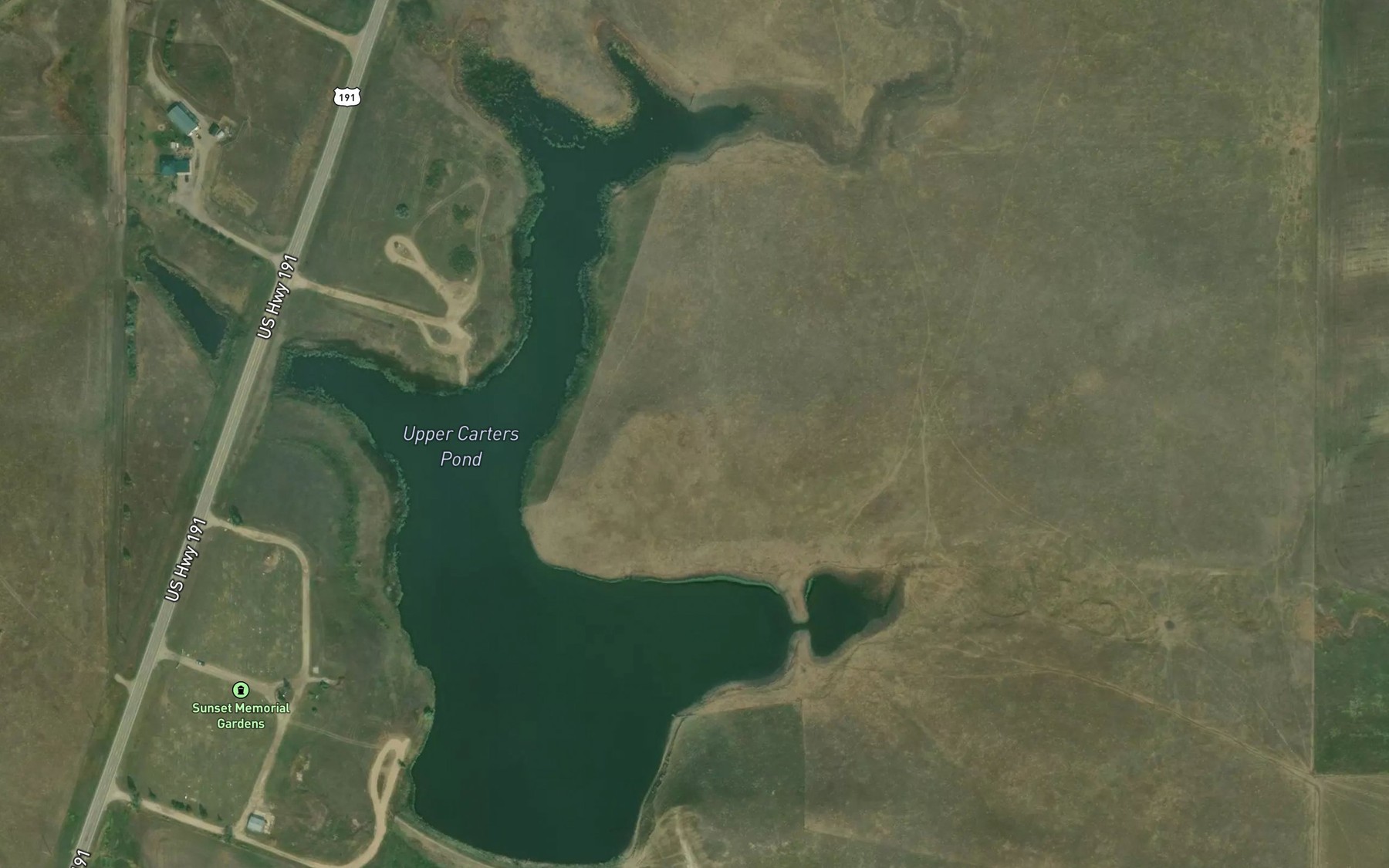 Satellite map of the Upper Carters Pond