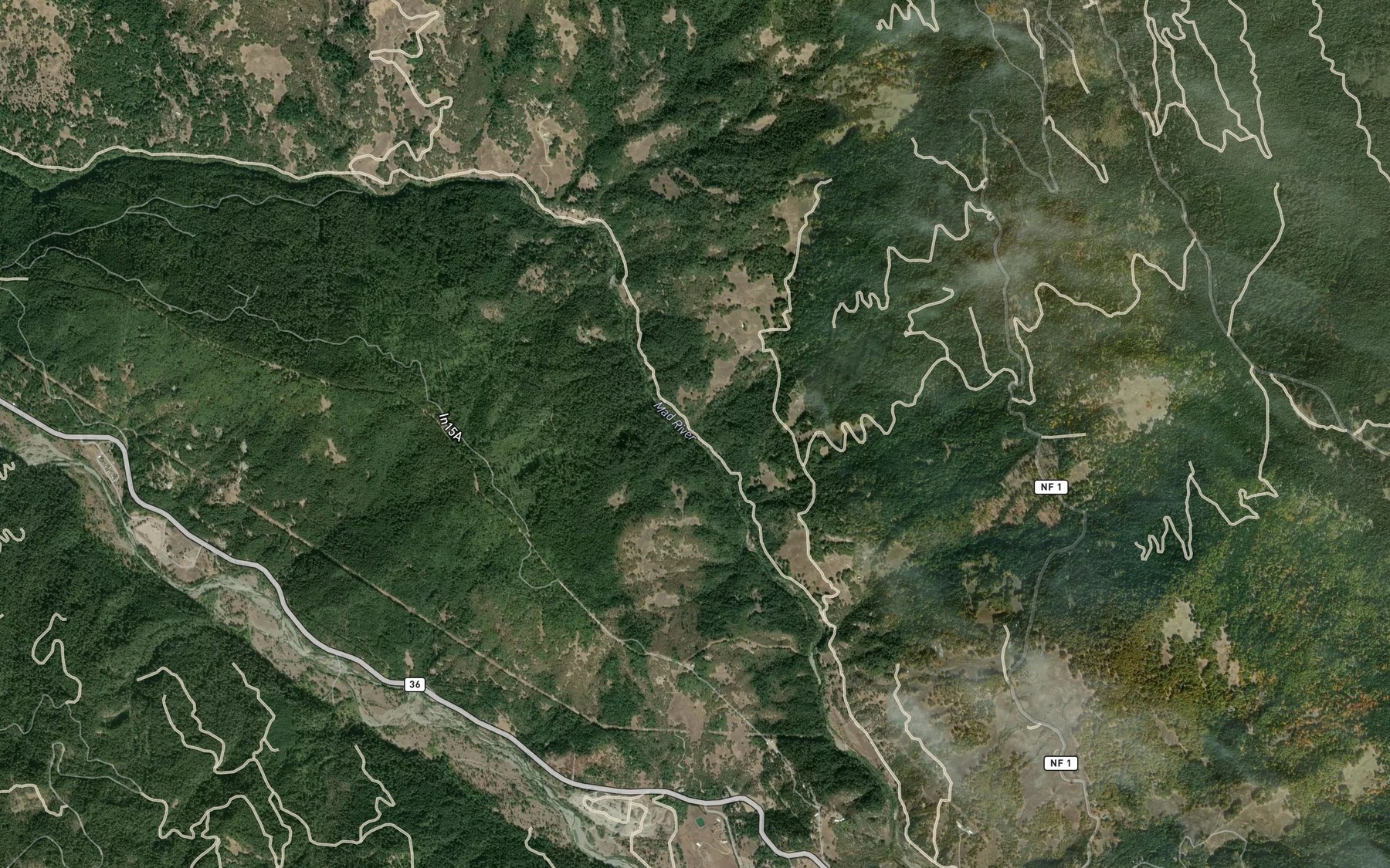 Satellite map of the Hastings Creek