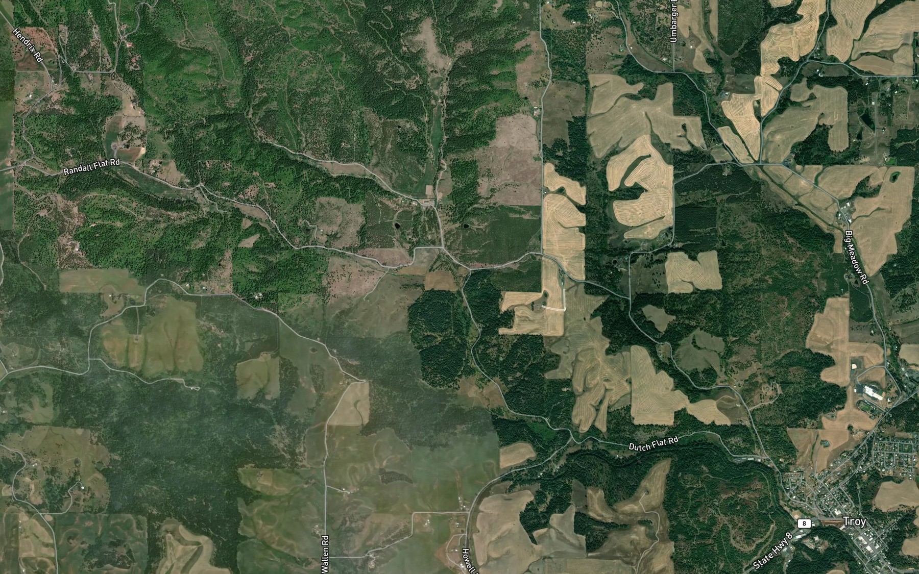 Satellite map of the Randall Flat Creek