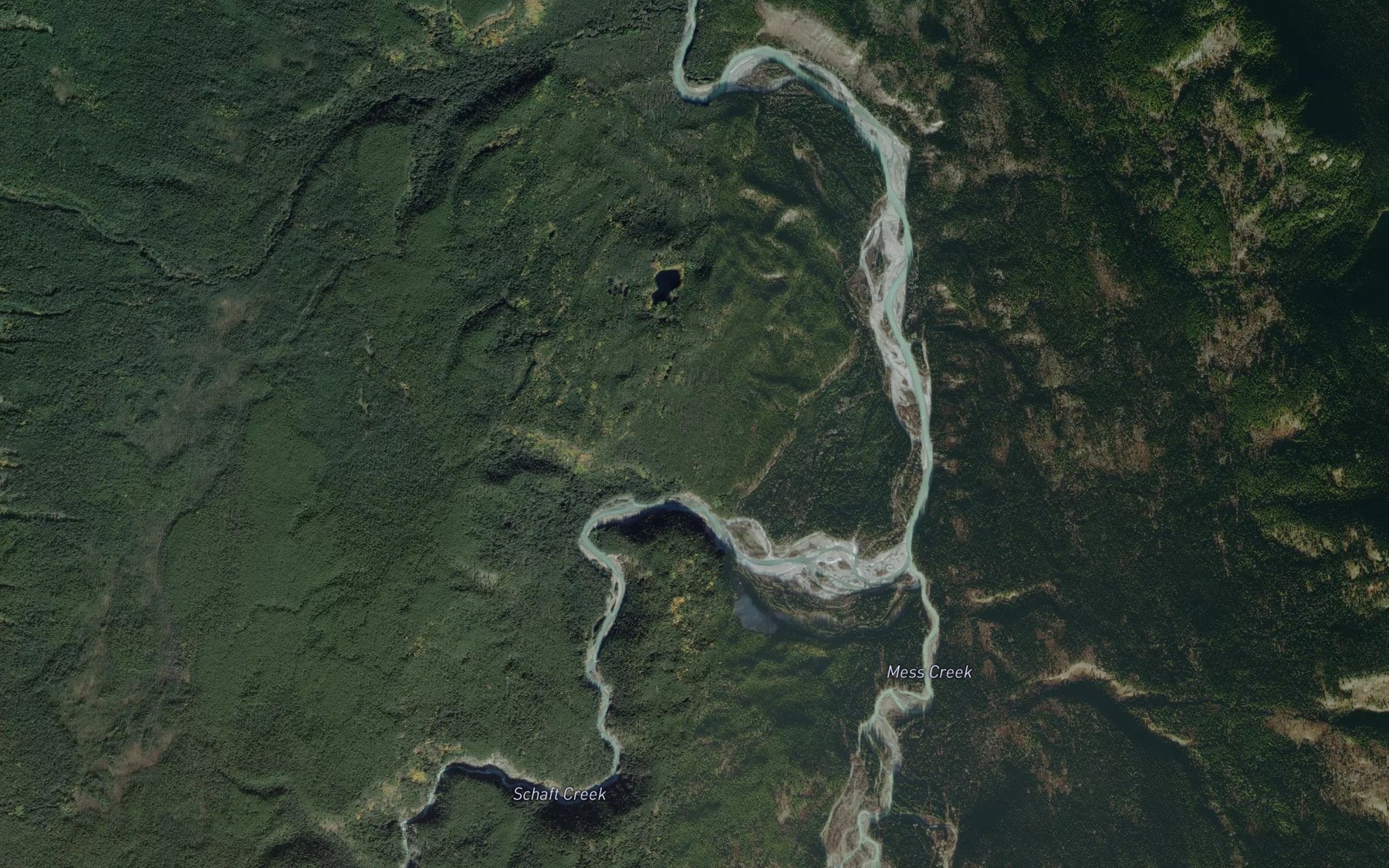 Satellite map of the Schaft Creek