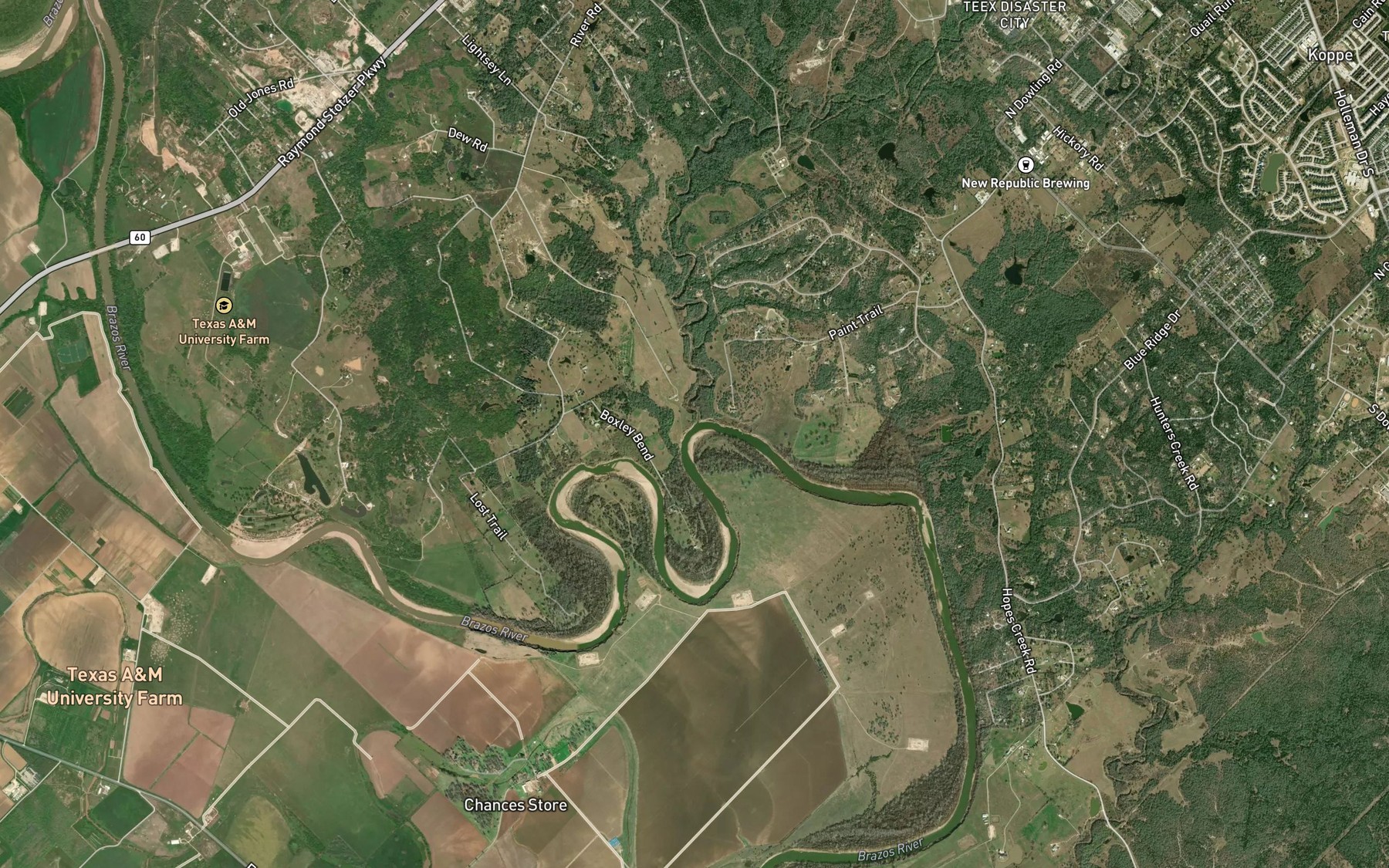 Satellite map of the White Creek