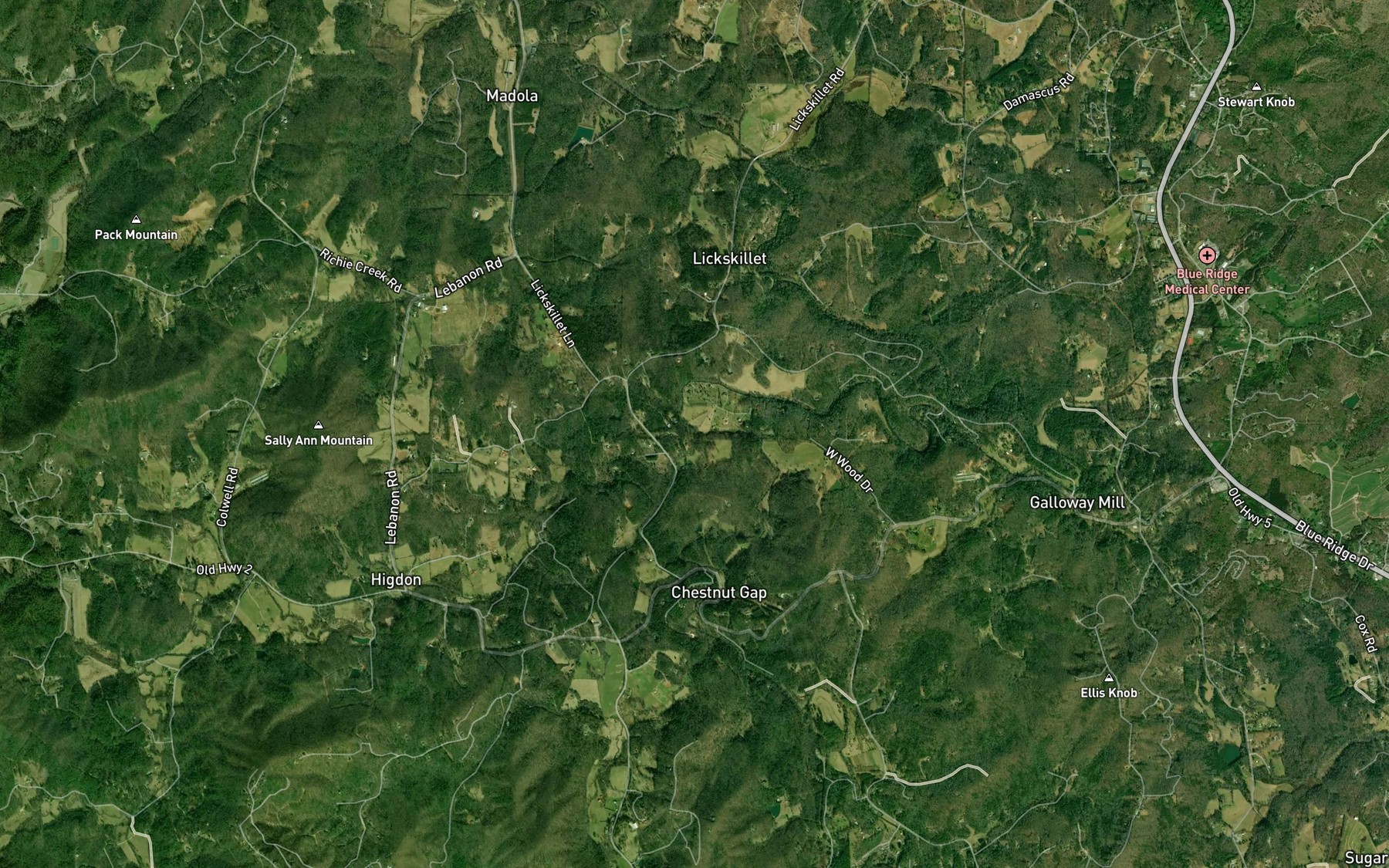 Satellite map of the Little Fightingtown Creek