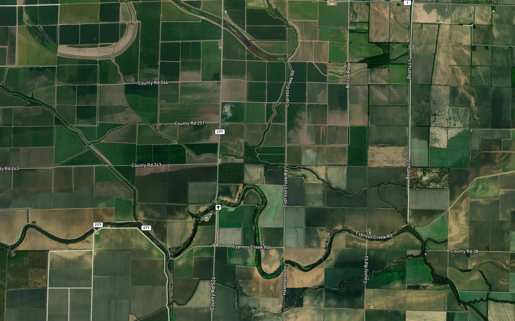 Satellite map of the Dixon Bayou