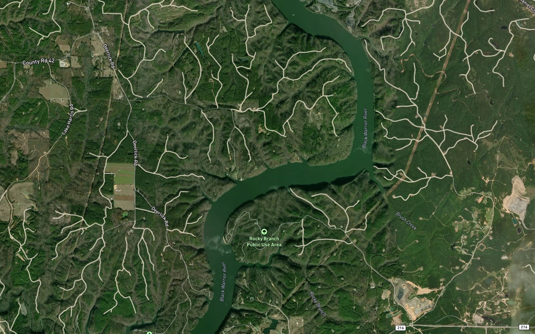 Satellite map of the Douthys Spring Branch