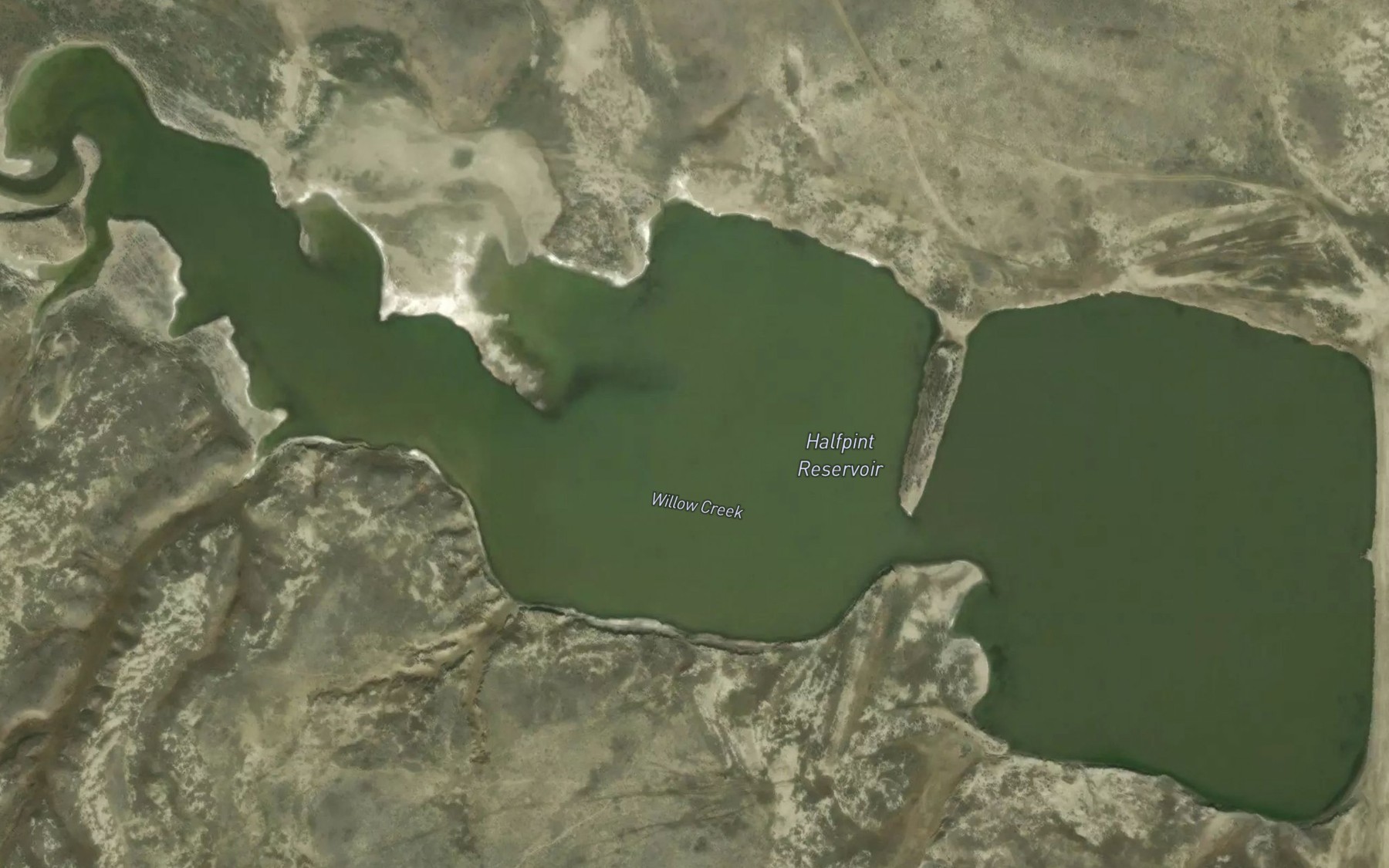 Satellite map of the Halfpint Reservoir