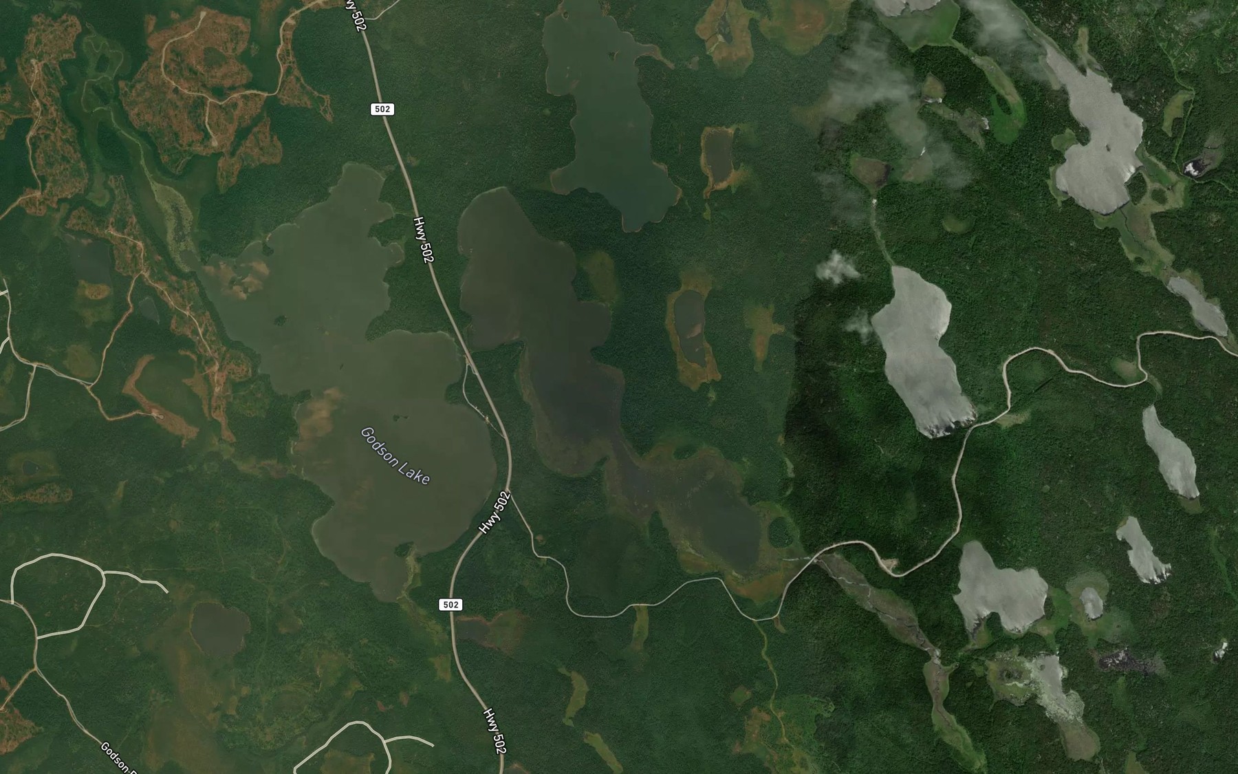 Satellite map of the East Godson Lake