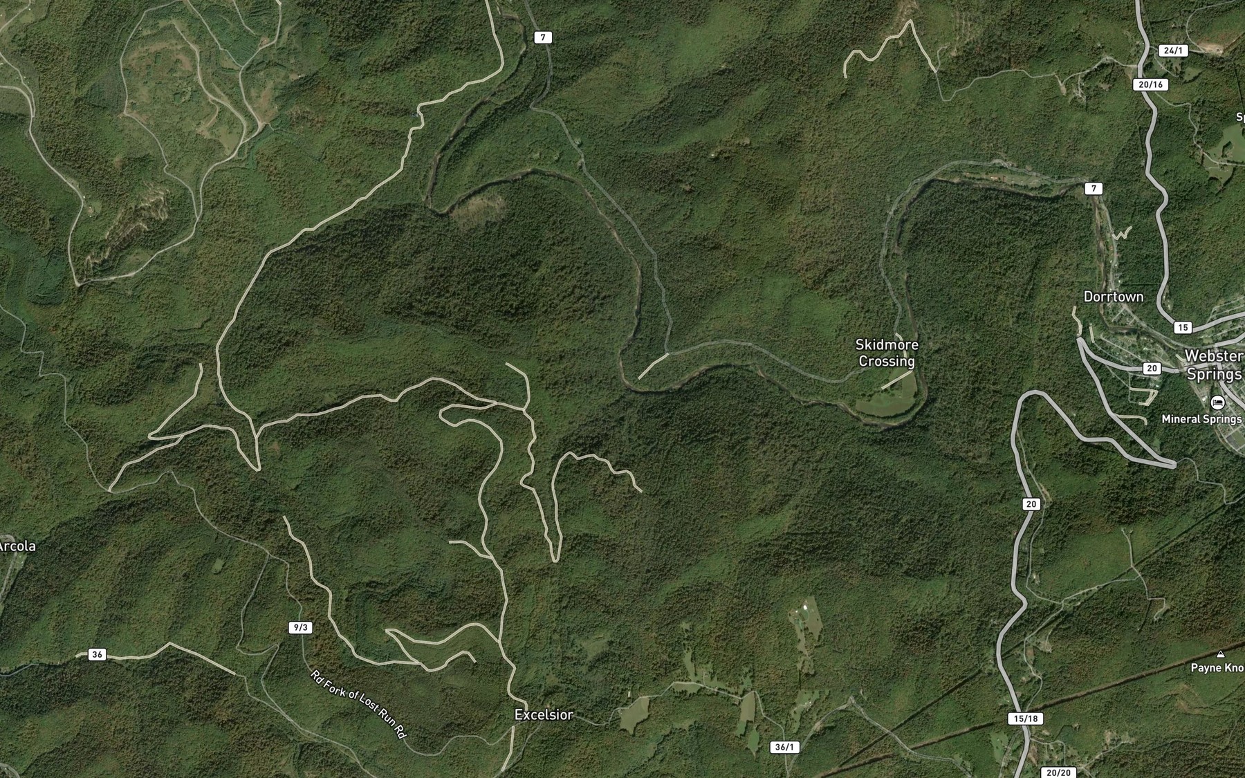 Satellite map of the Panther Lick Run