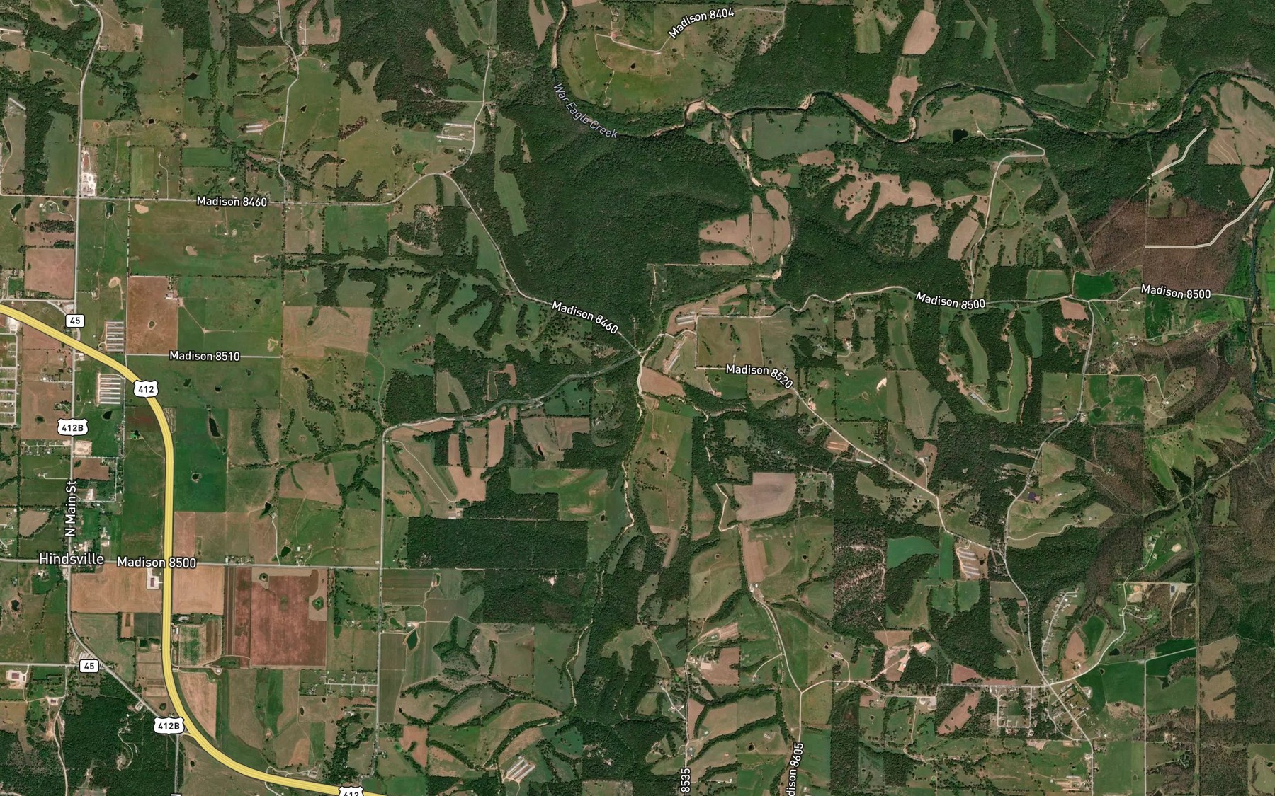 Satellite map of the Hartwell Creek