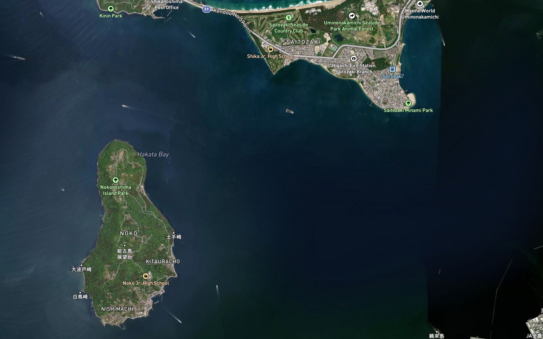 Satellite map of the Fukuoka Wan