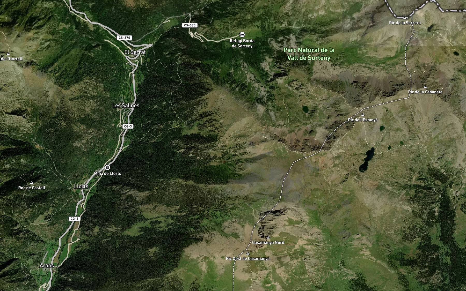 Satellite map of the Clots de Ferreroles