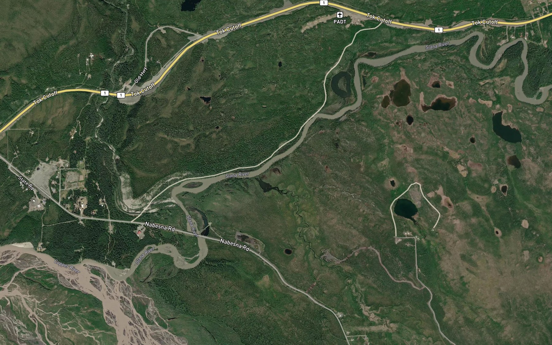Satellite map of the Rufus Creek