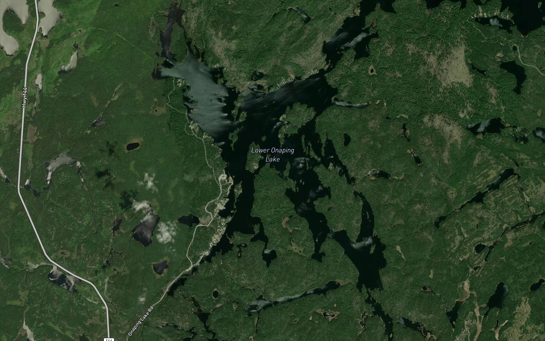 Satellite map of the Lower Onaping Lake