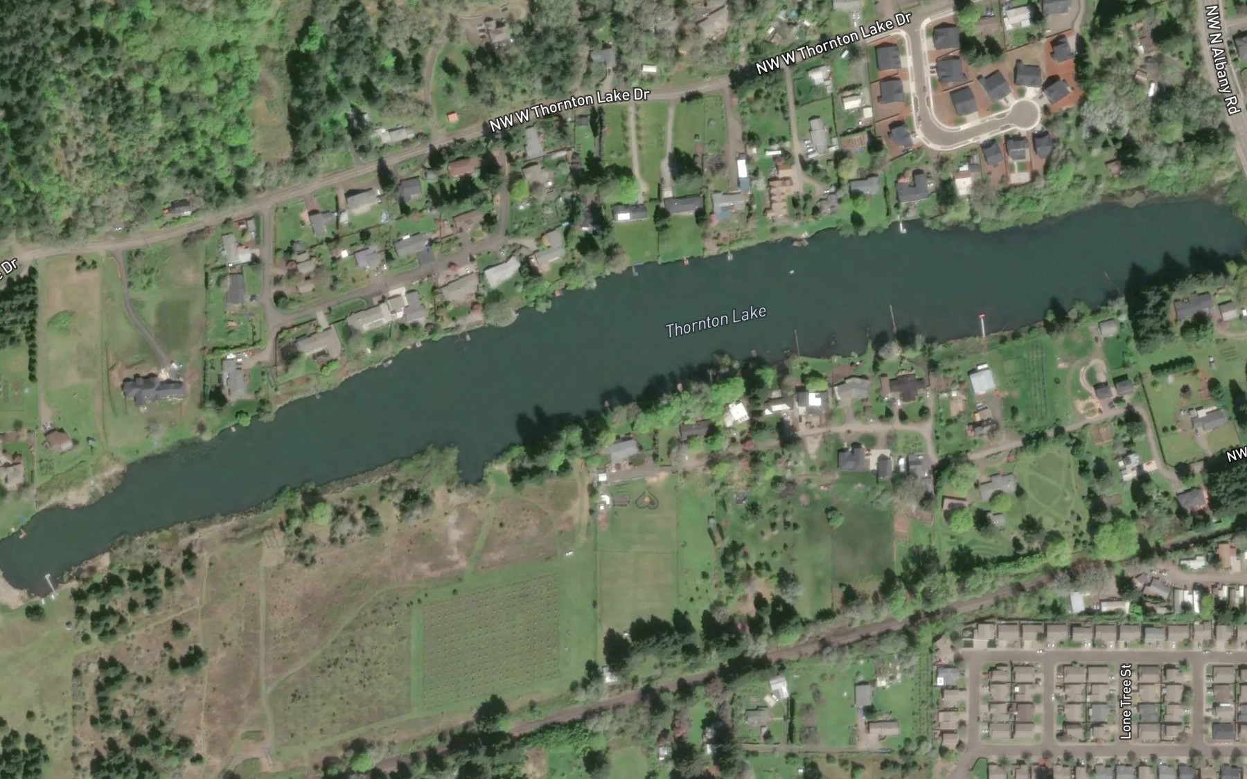Satellite map of the Thornton Lake