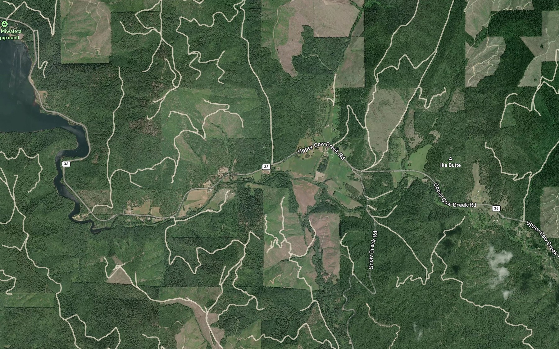 Satellite map of the Sugar Creek
