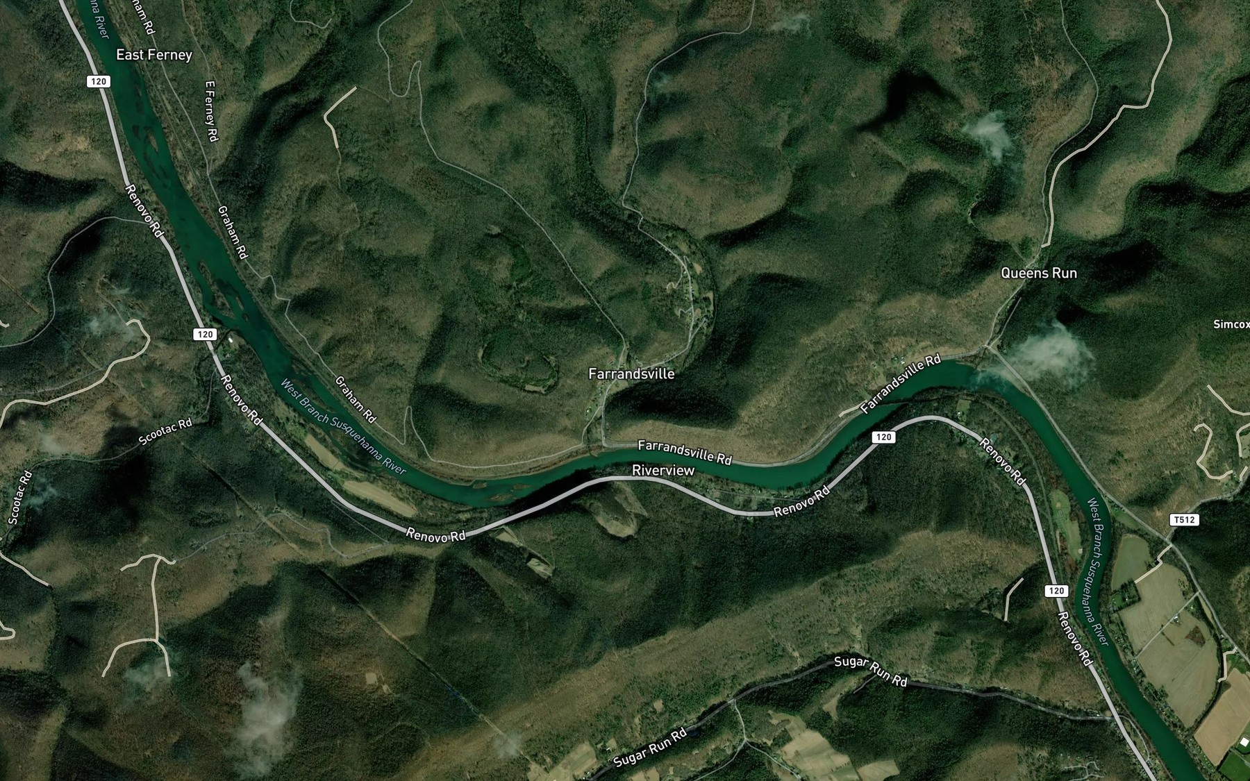 Satellite map of the Whisky Run
