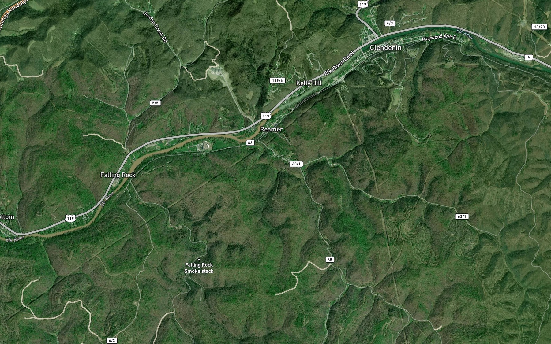 Satellite map of the Malcolm Fork
