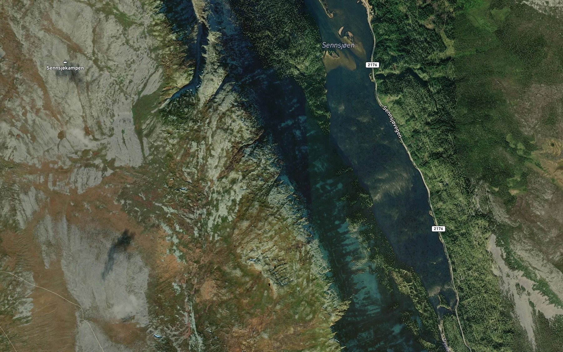 Satellite map of the Gronkjelda