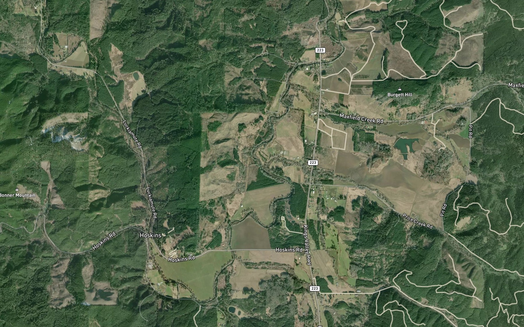 Satellite map of the Price Creek