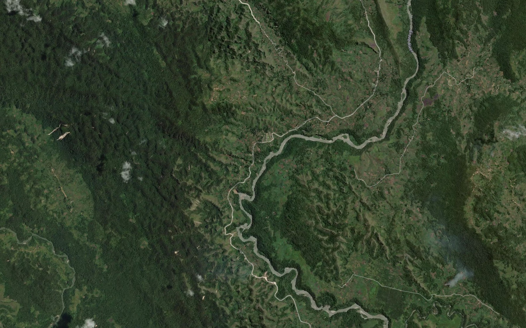 Satellite map of the Emia Creek